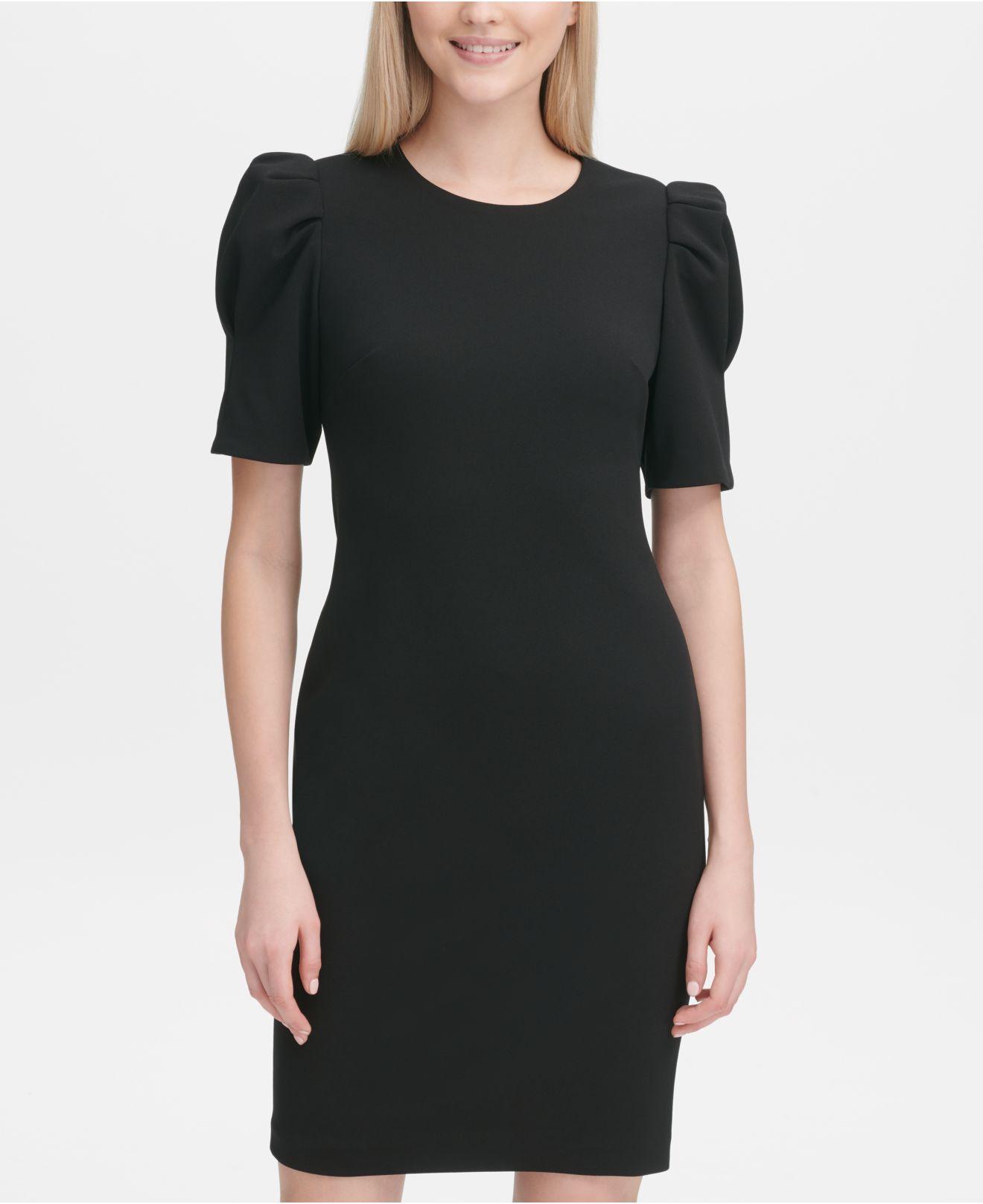 Calvin Klein Puff - Sleeve Dress in Black | Lyst