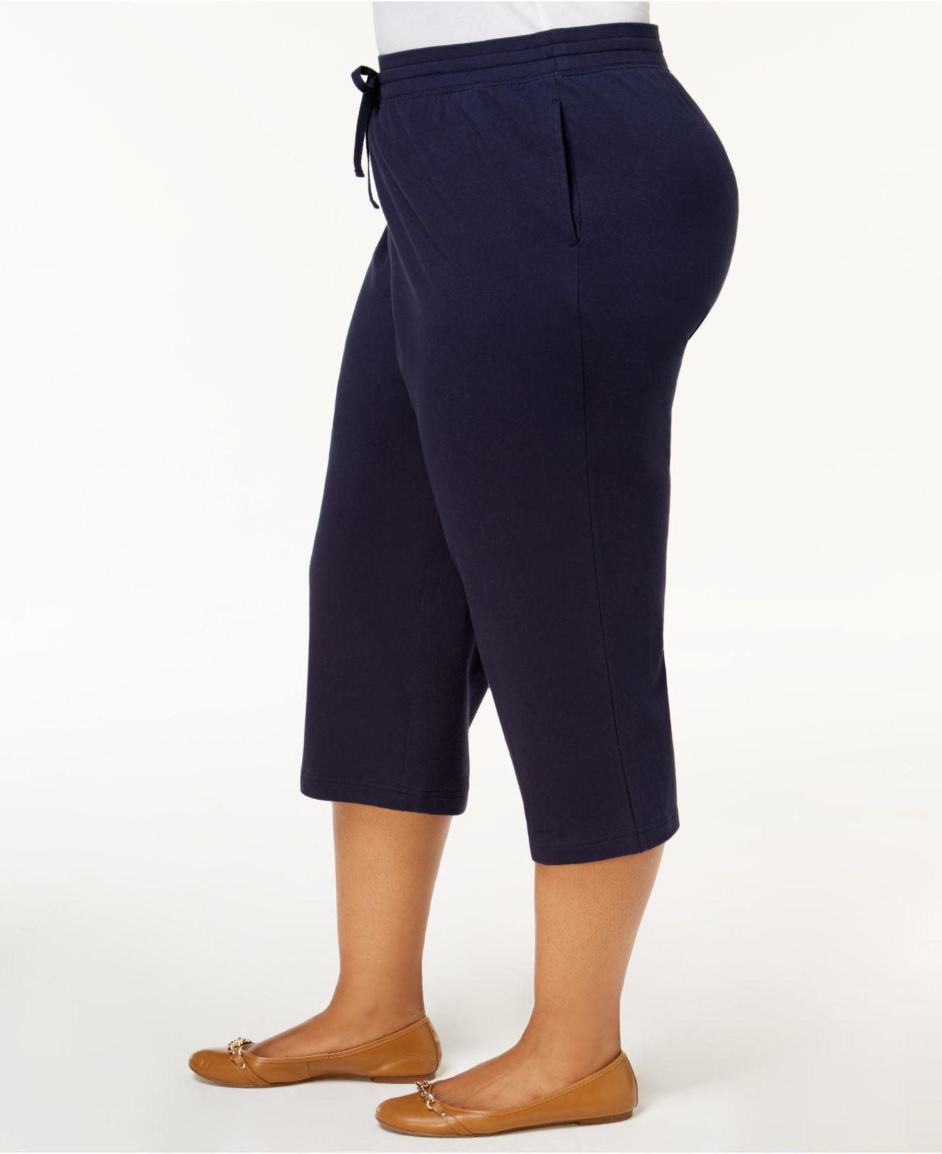 Karen Scott Plus Size Knit Capri Pants, Created For Macy's in Blue | Lyst