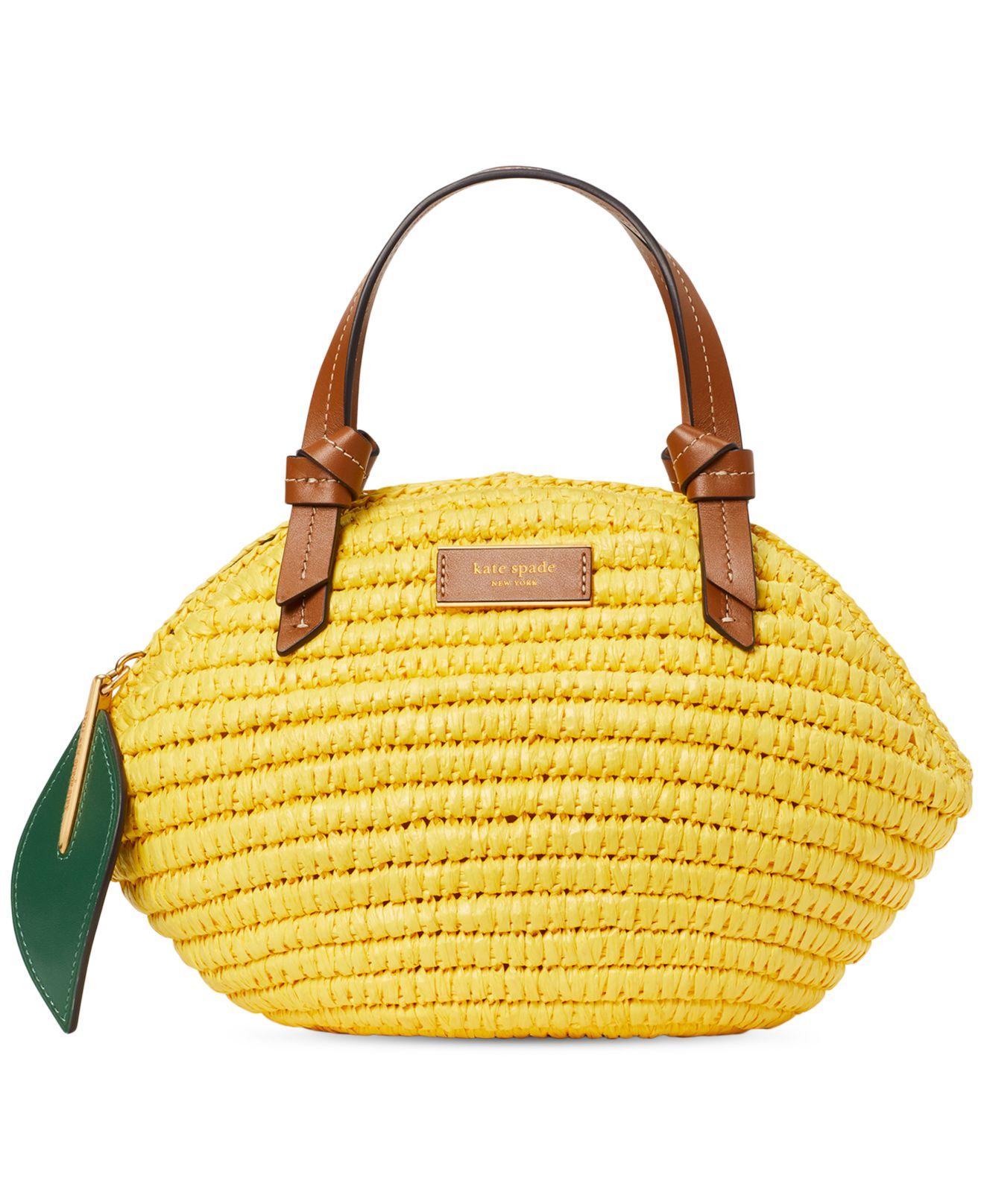 Kate Spade Lemon Drop 3d Straw Medium Crossbody Tote in Yellow Lyst