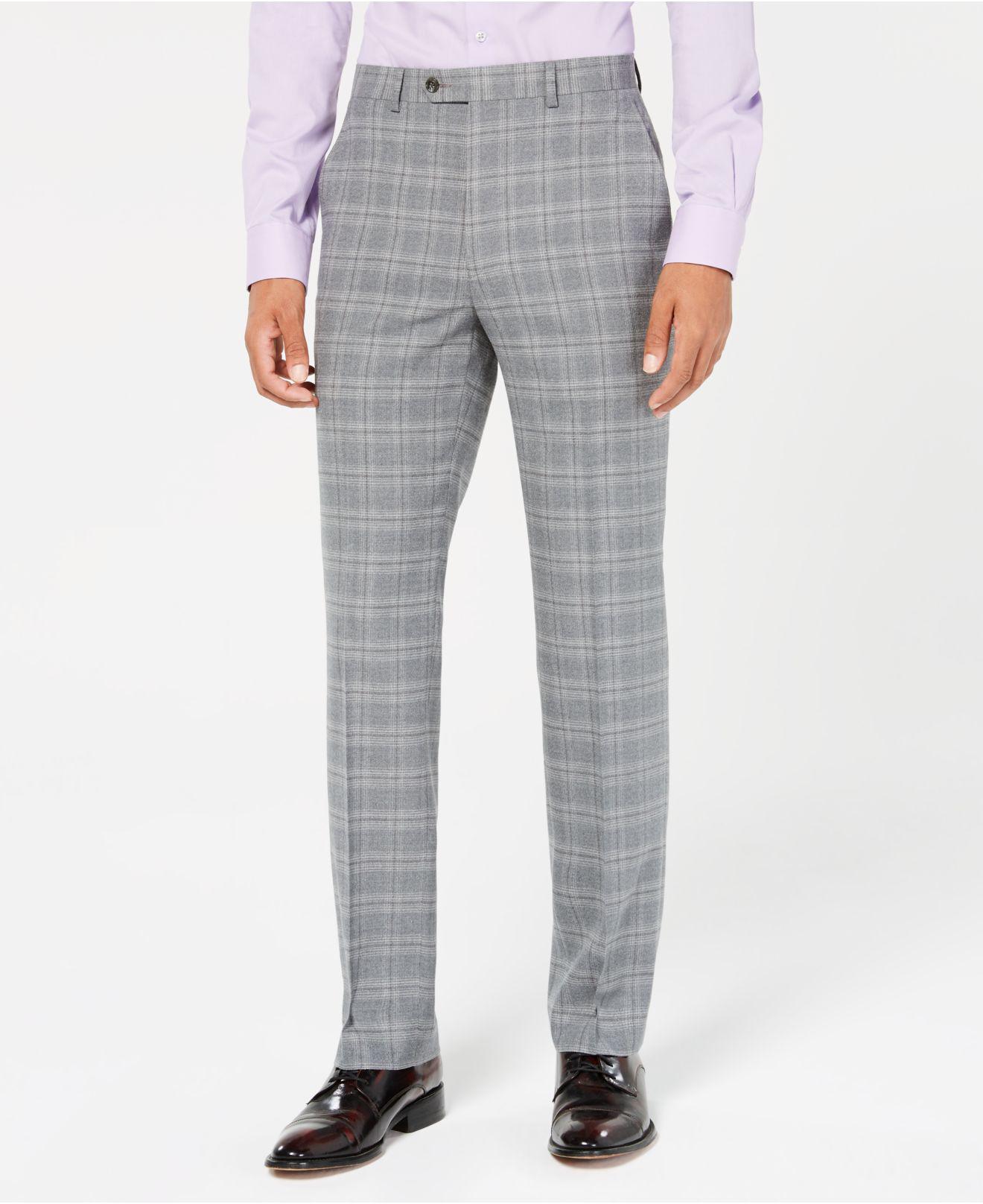 Sean John Synthetic Classic-fit Stretch Light Gray Plaid Suit Pants for ...