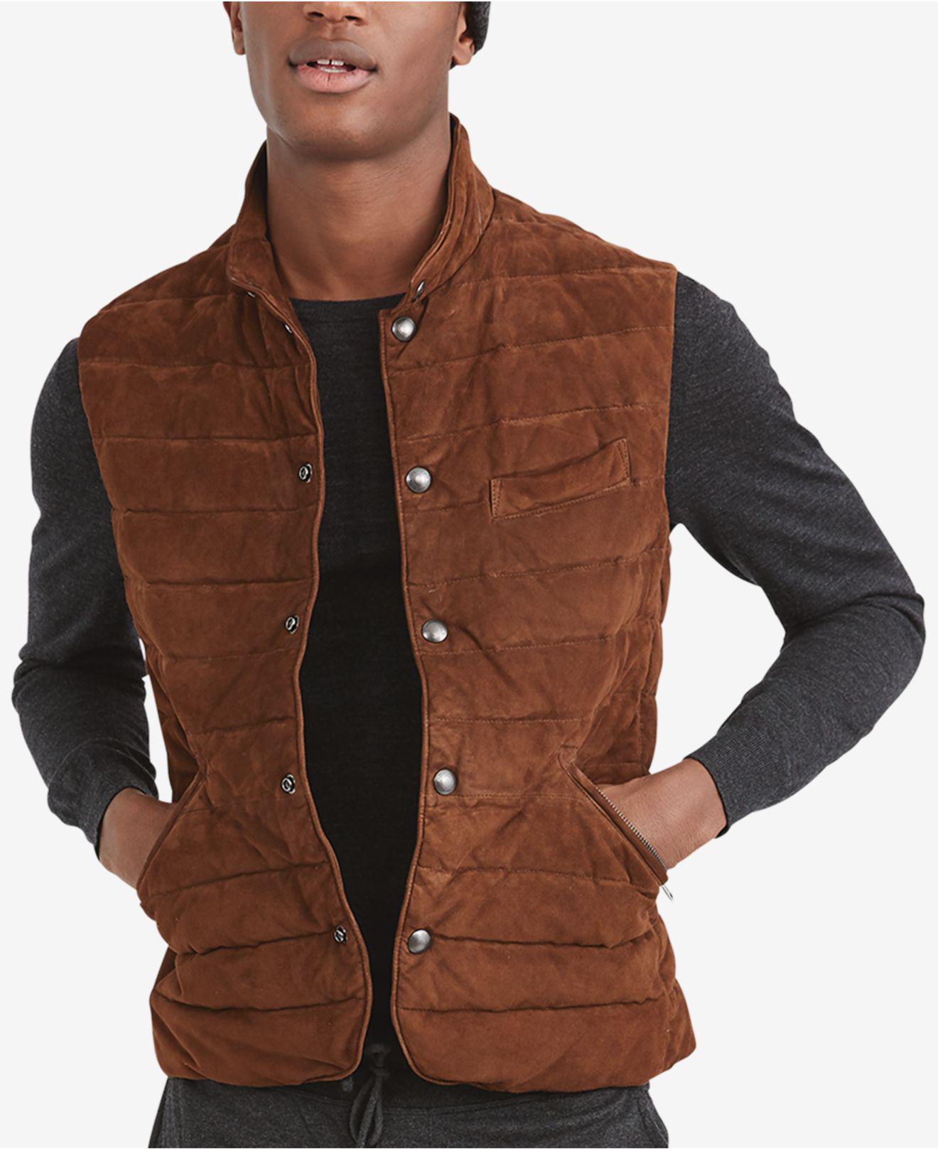Ralph Lauren Quilted Suede Vest in Brown for Men Lyst