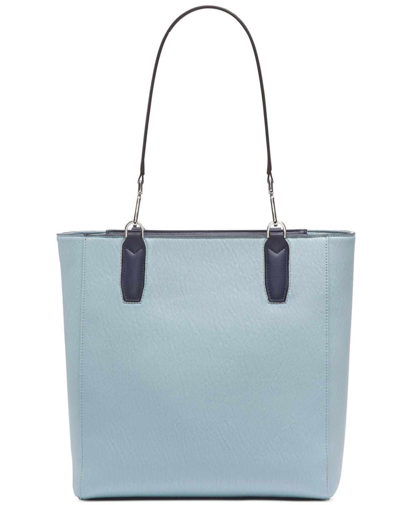 Calvin Klein Leather Elaine North South Tote in Twilight/Silver (Blue ...