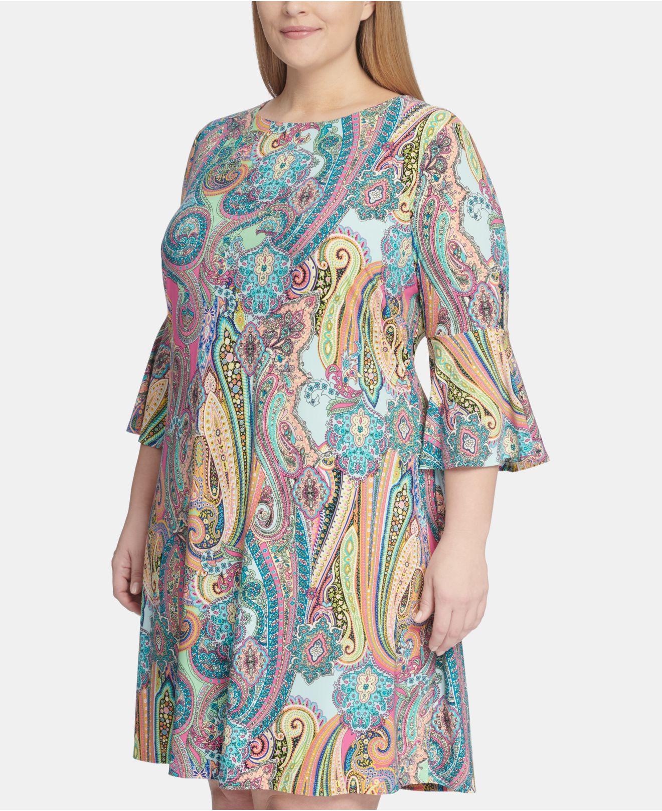 tommy hilfiger paisley bell sleeve dress