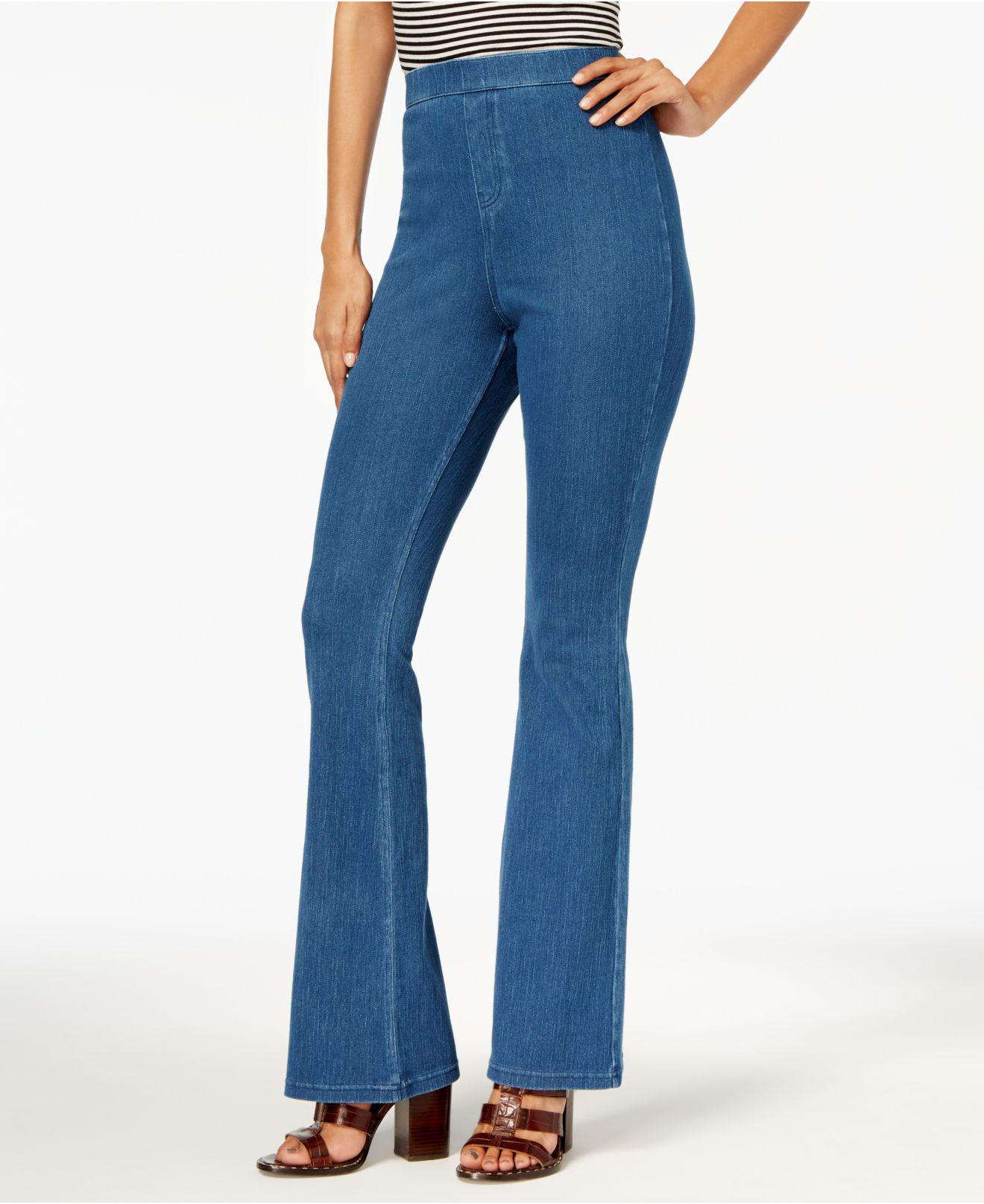 Hue Women's High-waisted Denim Flare Leggings in Blue