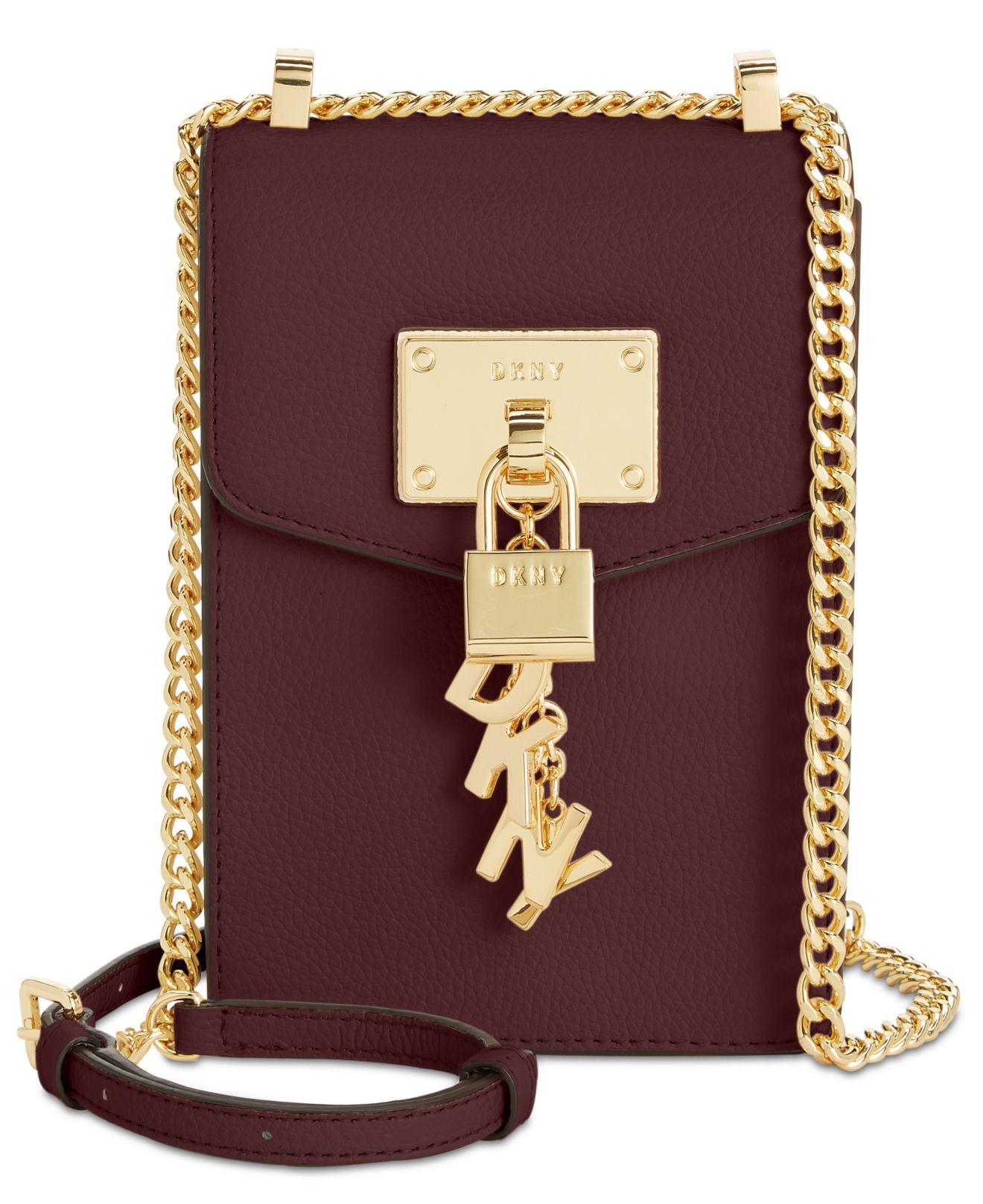dkny elissa pebbled charm chain strap crossbody