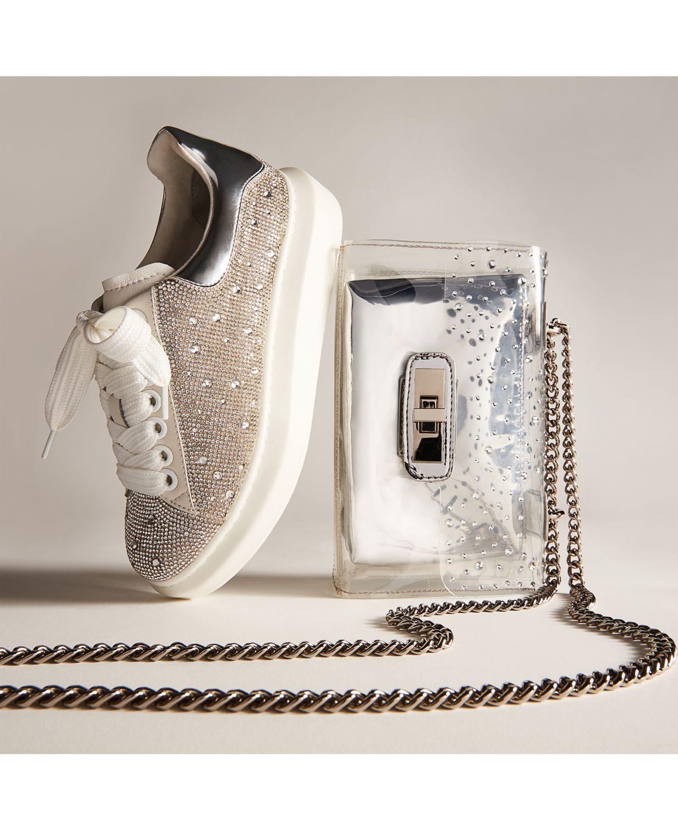 Steve Madden Glimmer-r Flatform Lace-up Sneakers in Crystal Rhinestone  (White) - Lyst
