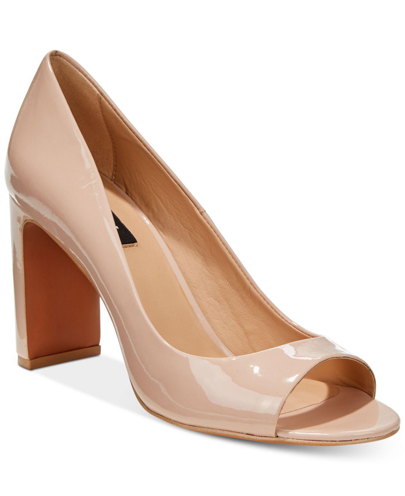 DKNY Leather Jade Peeptoe Pumps, Created For Macy's in Natural Lyst