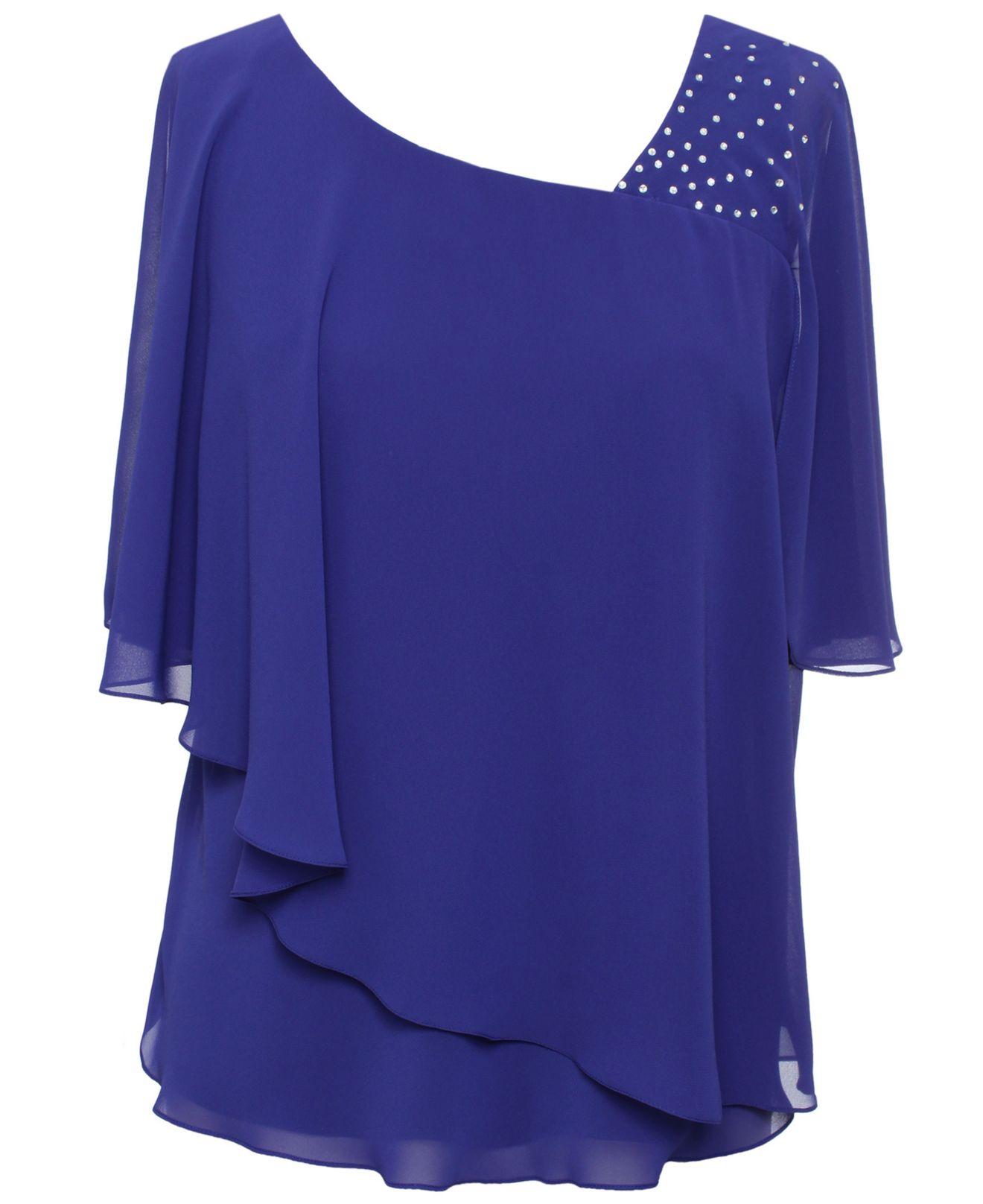 Alex Evenings Petite Embellished Popover Blouse in Purple Lyst