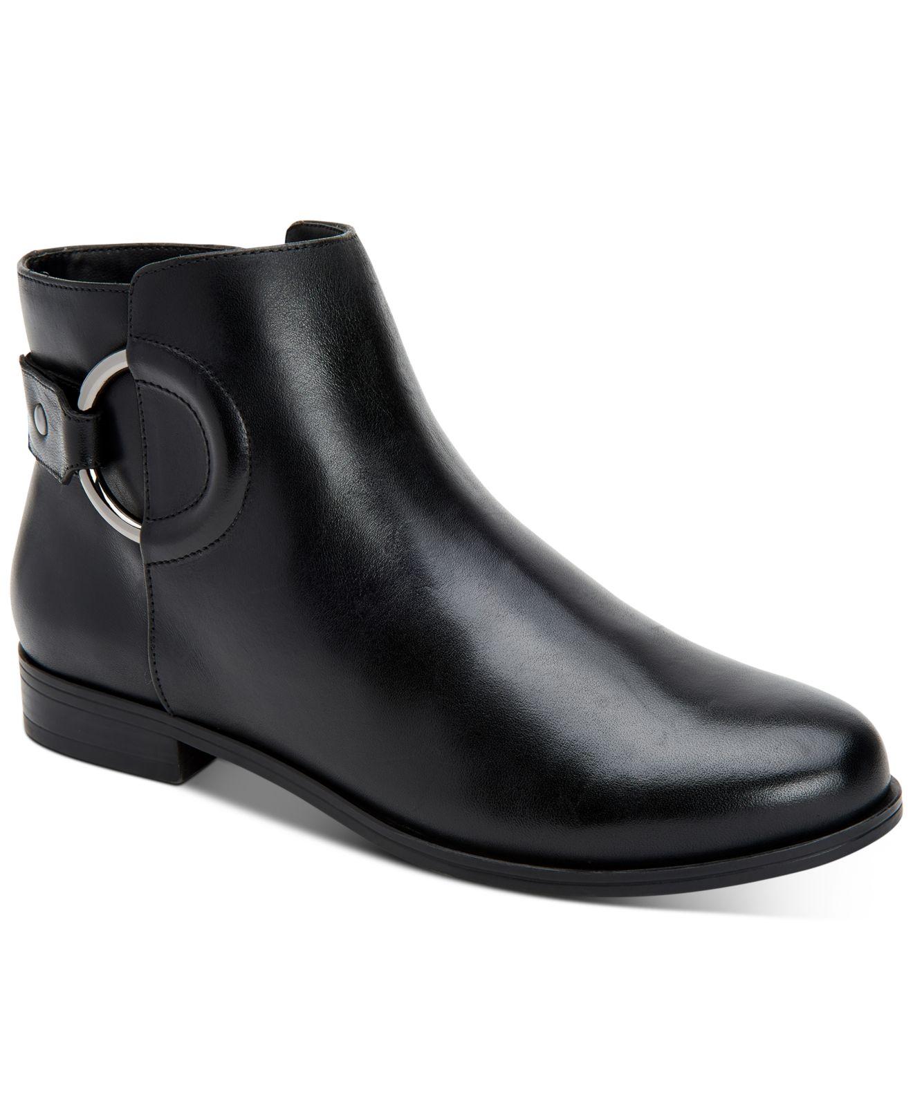 macys black leather boots
