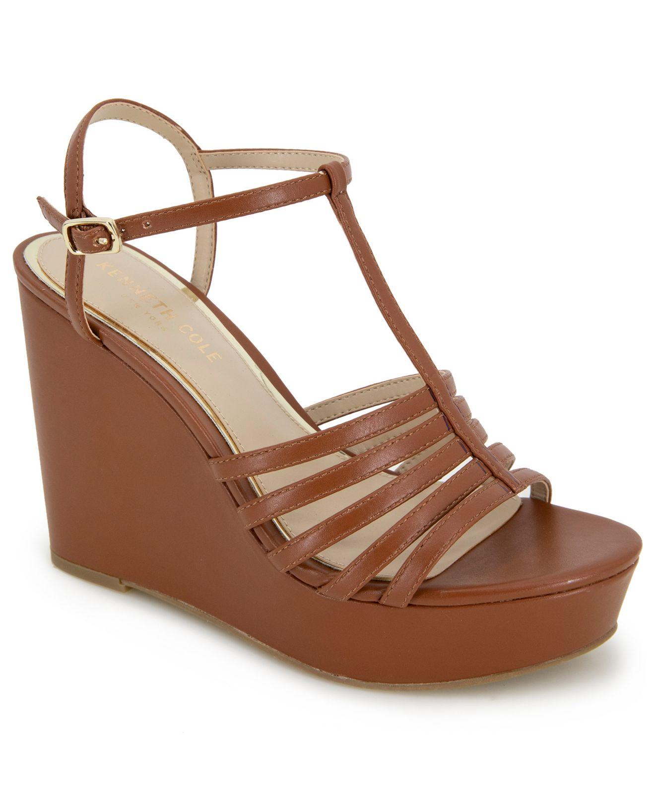 Cole Celia Platform Wedge Sandals in Brown Lyst