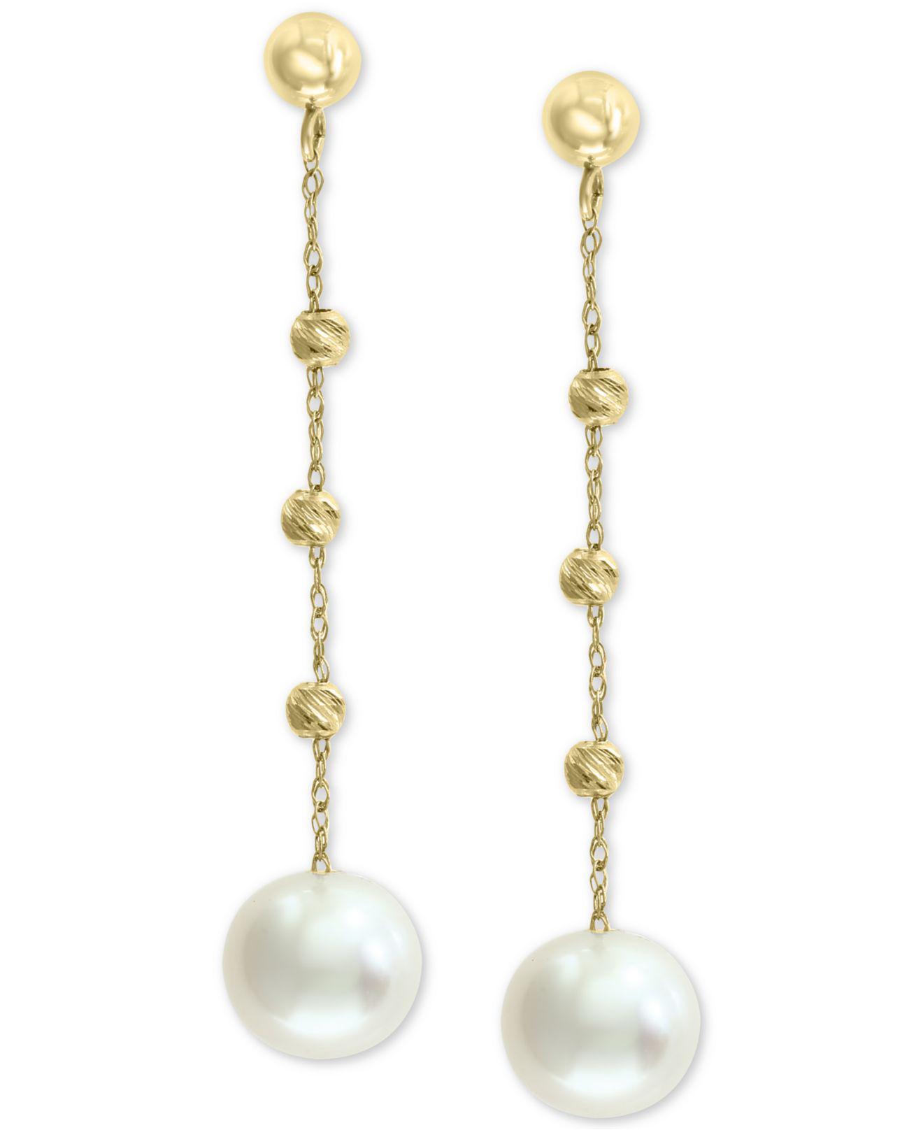Effy Effy® Cultured Freshwater Pearl (8mm) Beaded Drop Earrings In 14k ...