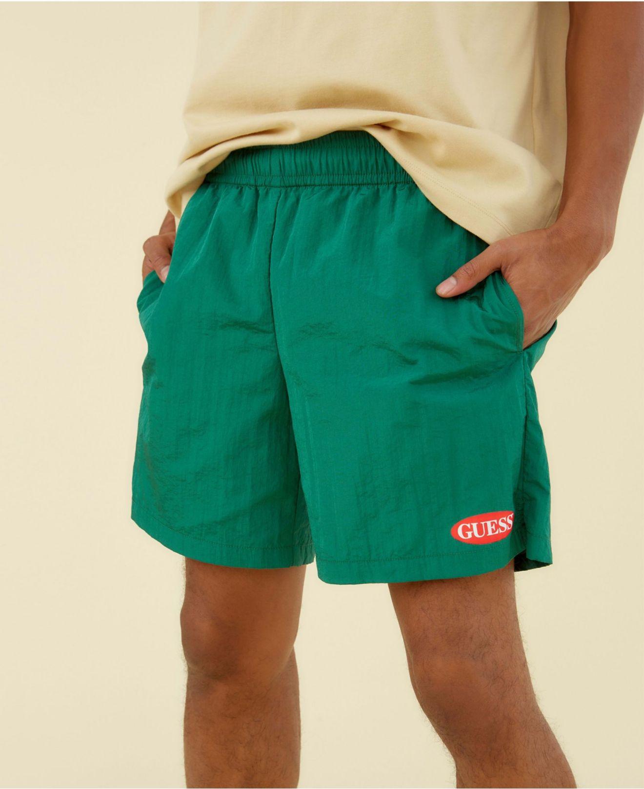 Guess Synthetic Originals Nylon Logo Shorts in Green for Men - Lyst