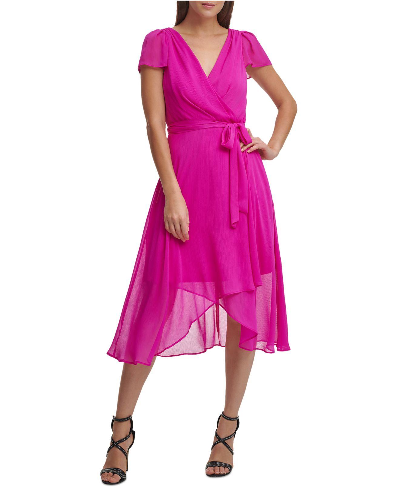 DKNY Synthetic Short-sleeve Faux-wrap 