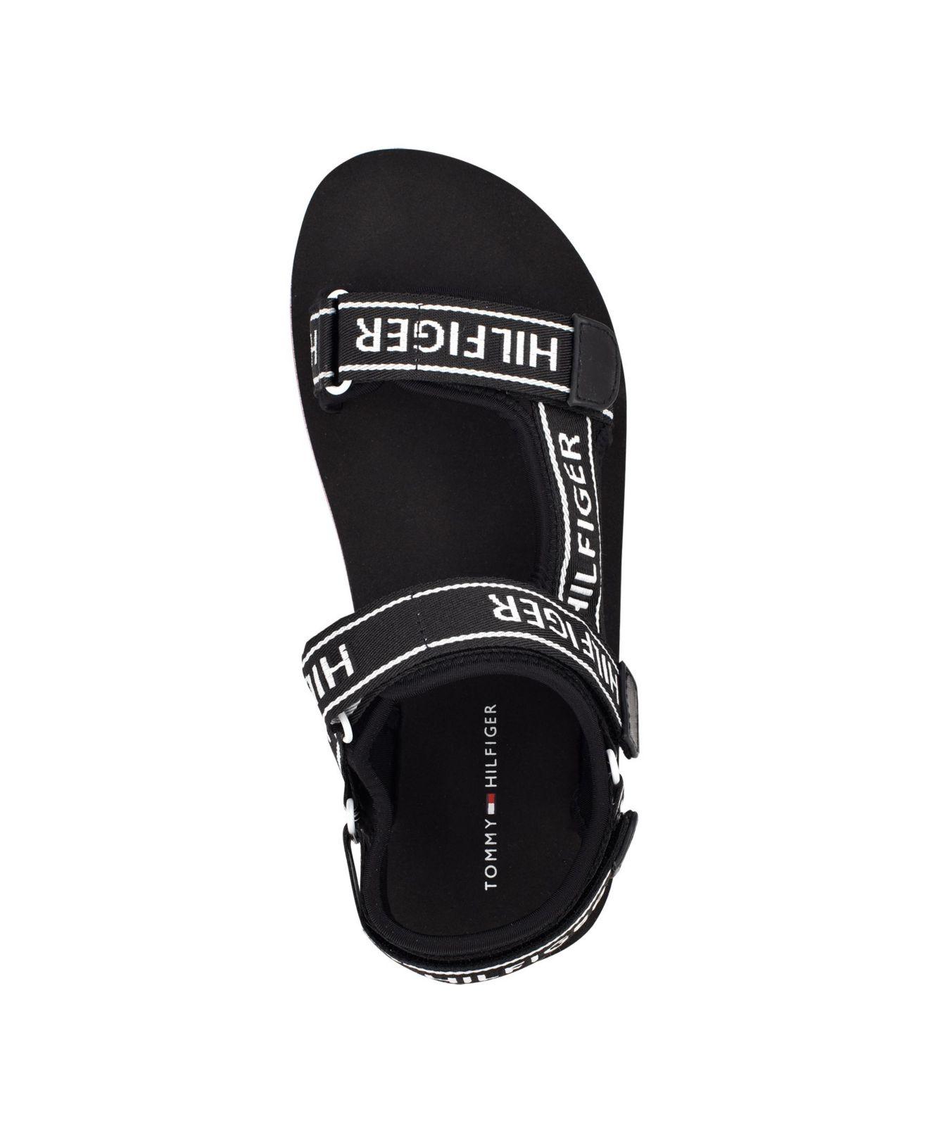 Tommy Hilfiger Nurii Hook And Loop Sport Sandals in Black
