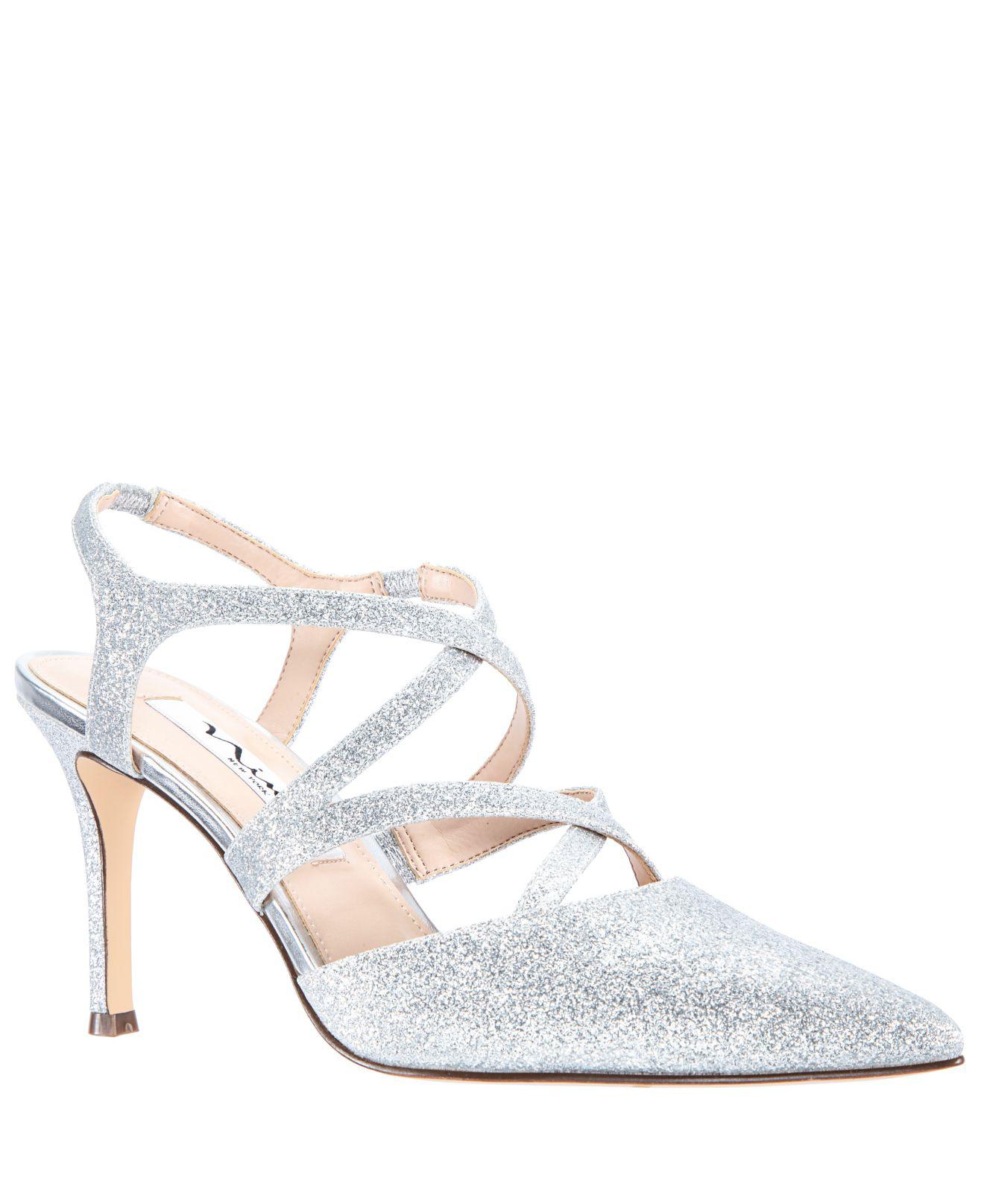 Nina Leather Cianna Pumps in Silver 