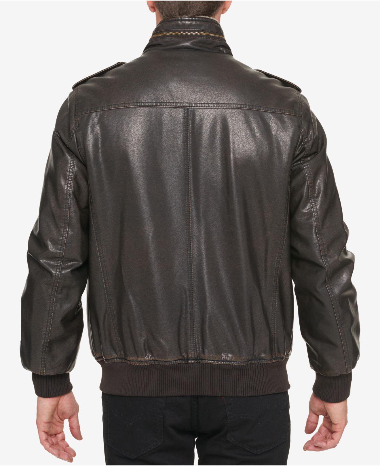 Levi's Faux-leather Aviator Bomber Jacket With Fleece Lining in Dark ...