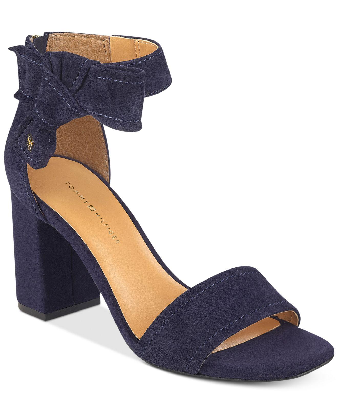 Tommy Hilfiger Suede Sunday Two-piece Block-heel Dress Sandals in Dark ...