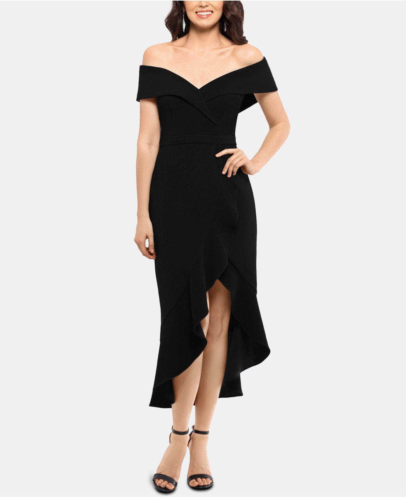 Xscape Synthetic Petite Cocktailfit Highlow Offtheshoulder Midi