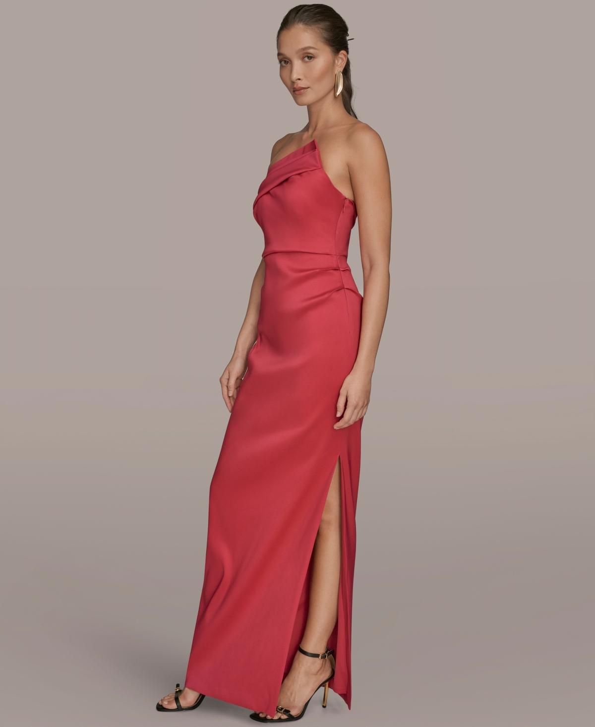 sachin and babi light blue dress Donna Karan DKNY by Donna Karan Metallic Knit Asymmetrical Surplice Neck  Long Sleeve Side Knot Evening Gown at Hamilton Place in Chattanooga, TN main image 1