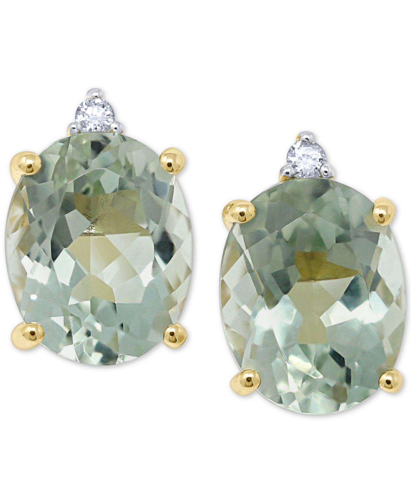 Macy's Green Quartz (41/2 Ct. T.w.) & Diamond Accent Stud Earrings In