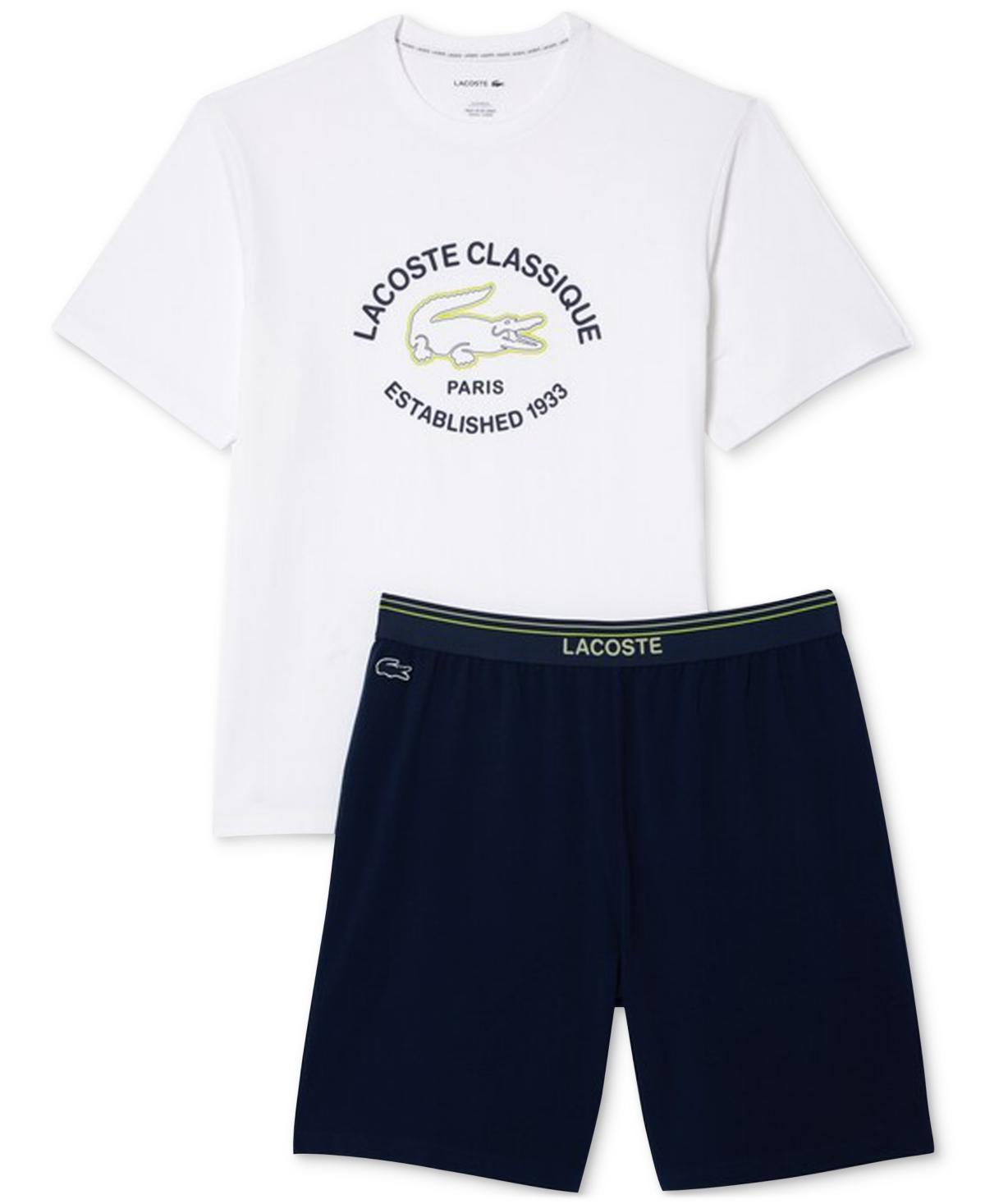 Lacoste Pajama Logo T shirt Shorts Set in White for Men Lyst