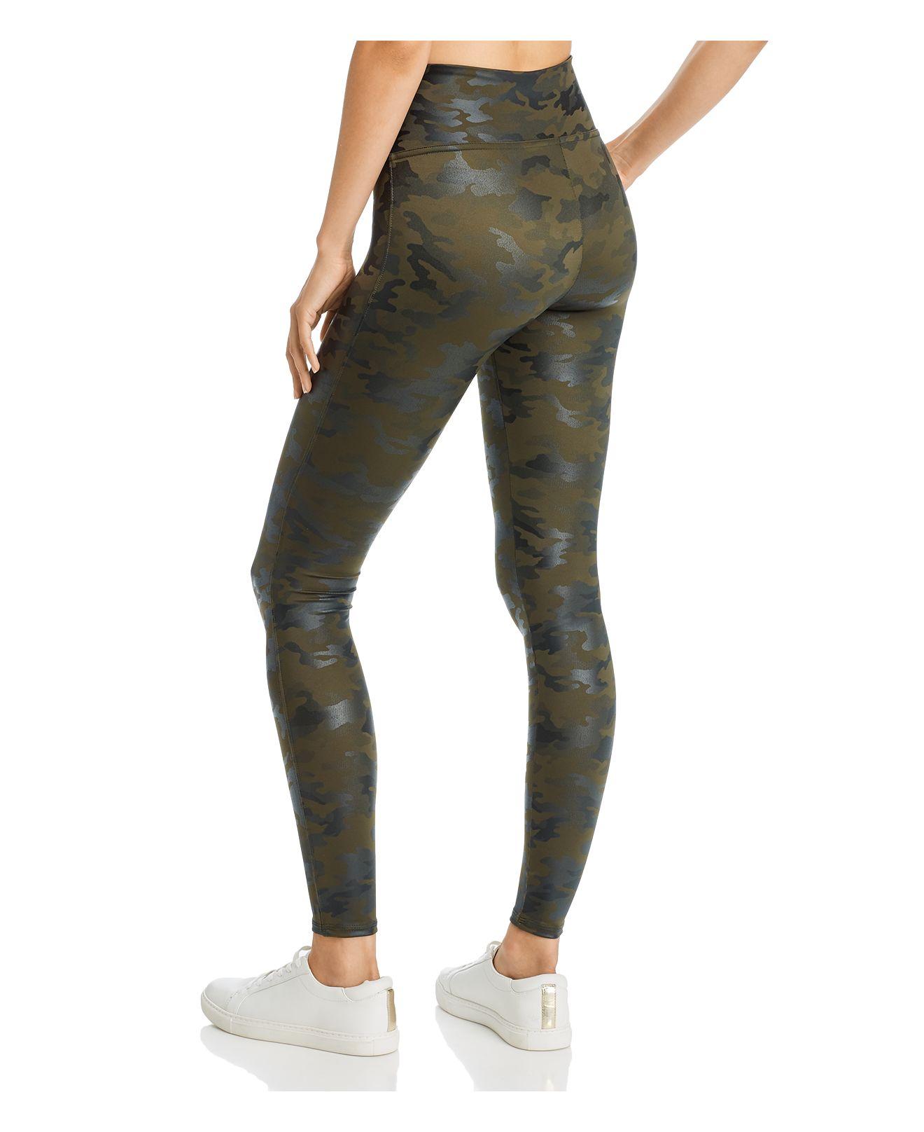 Spanx Camo Faux-leather Leggings in Green - Lyst