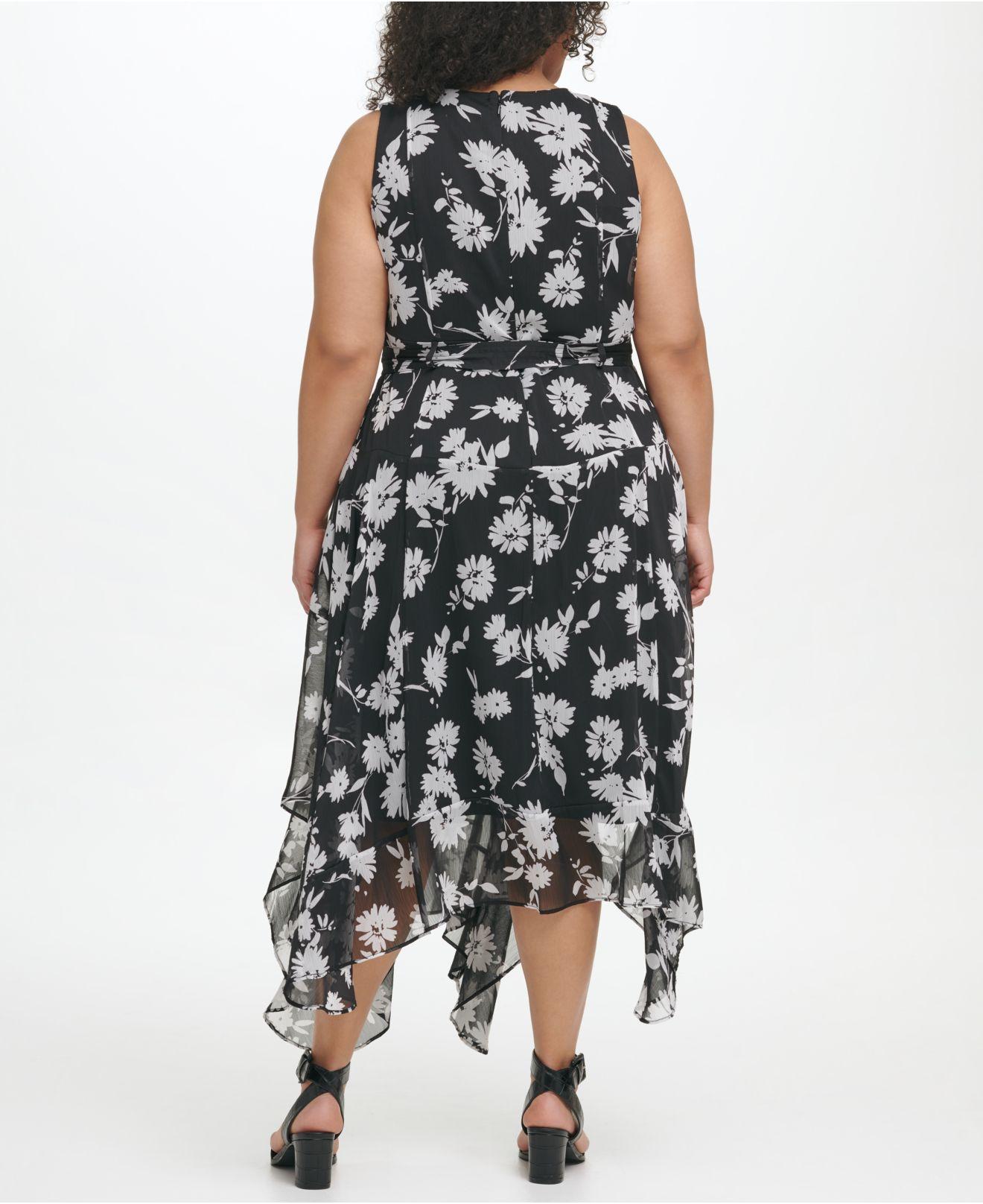 calvin klein black floral dress