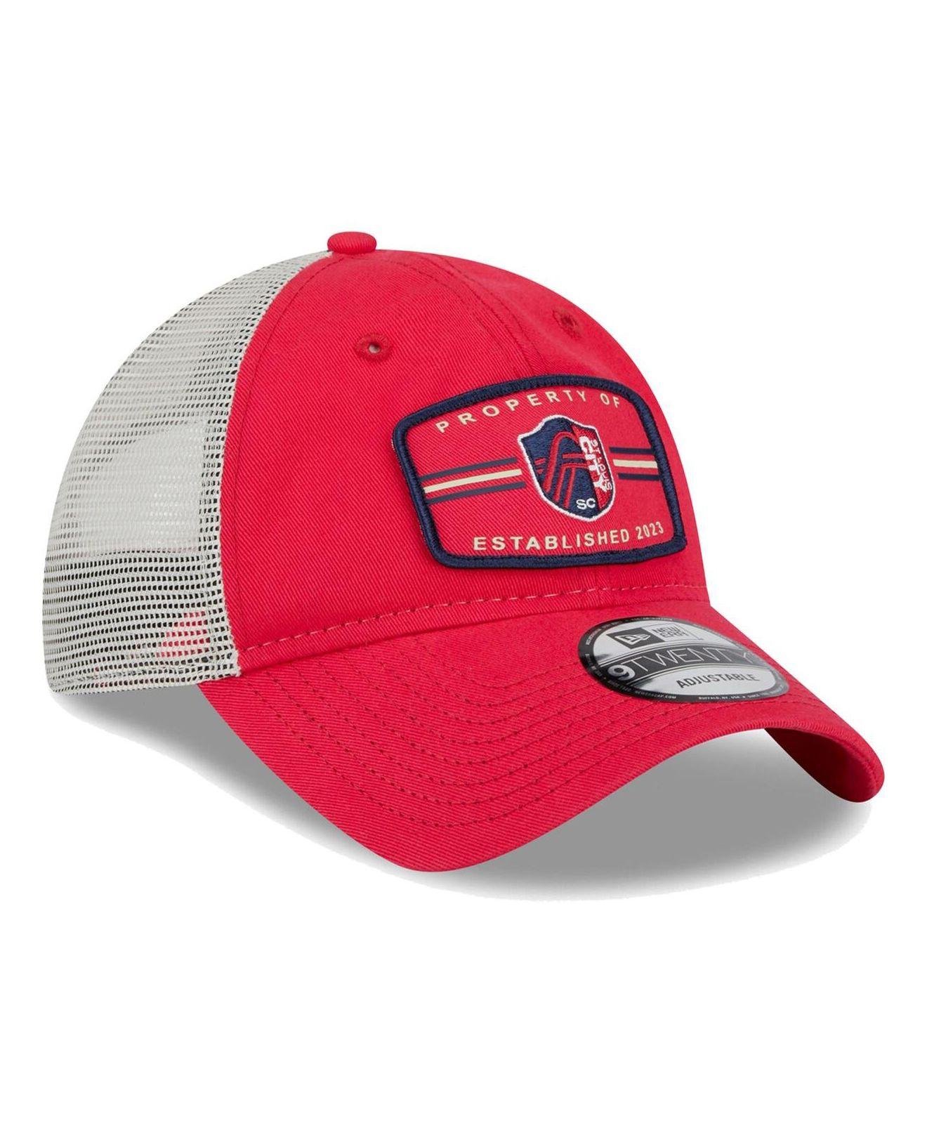 Men's New Era White/Navy St. Louis City SC Team Stripes 9FORTY Trucker  Snapback Hat