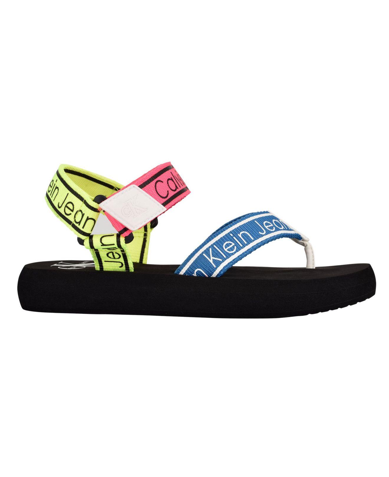 Calvin klein jeans women's mikki strappy sporty beach sandals Clearance