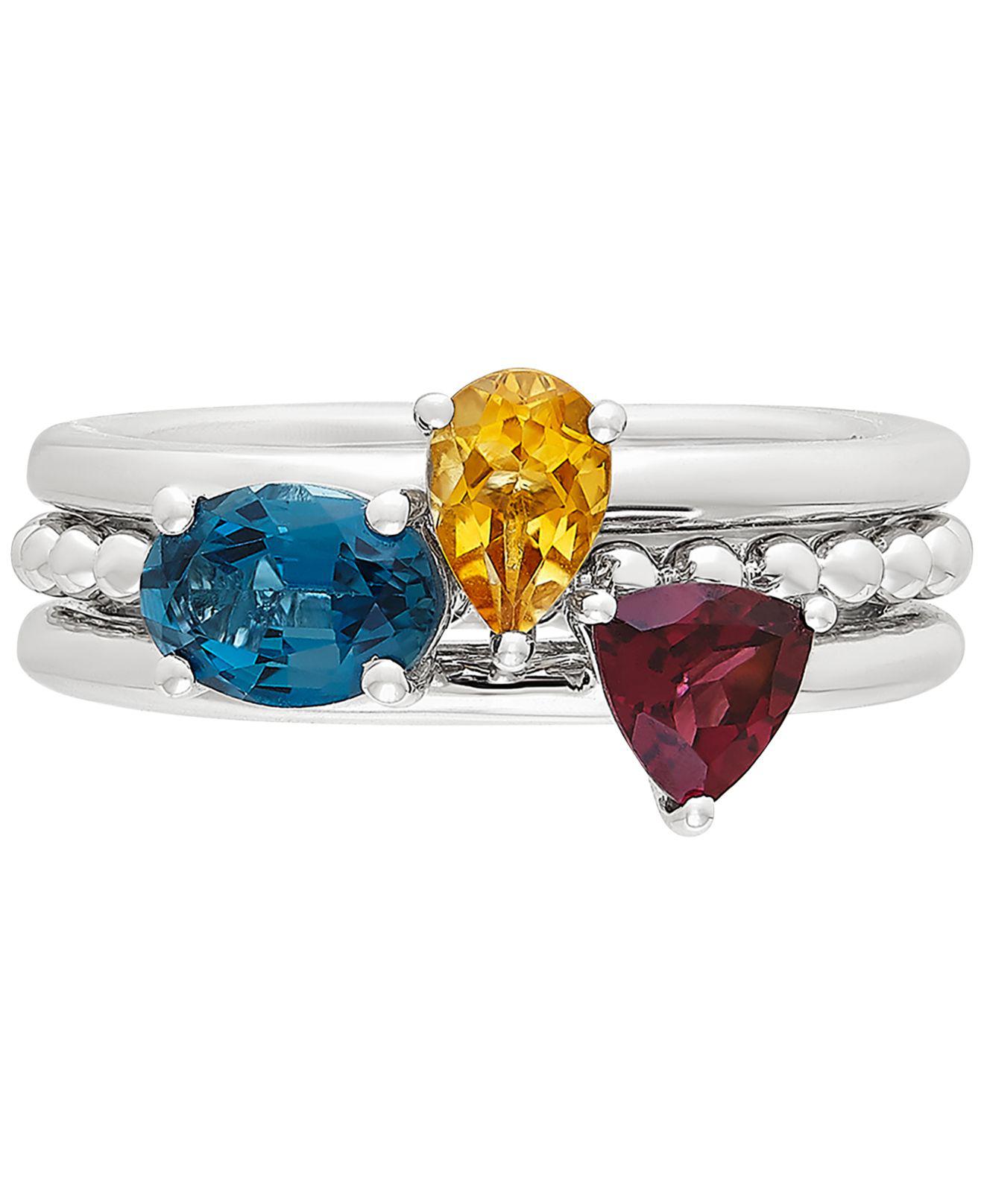 Macy's 3pc. Set Multigemstone Stacking Rings (13/4 Ct. T.w.) In