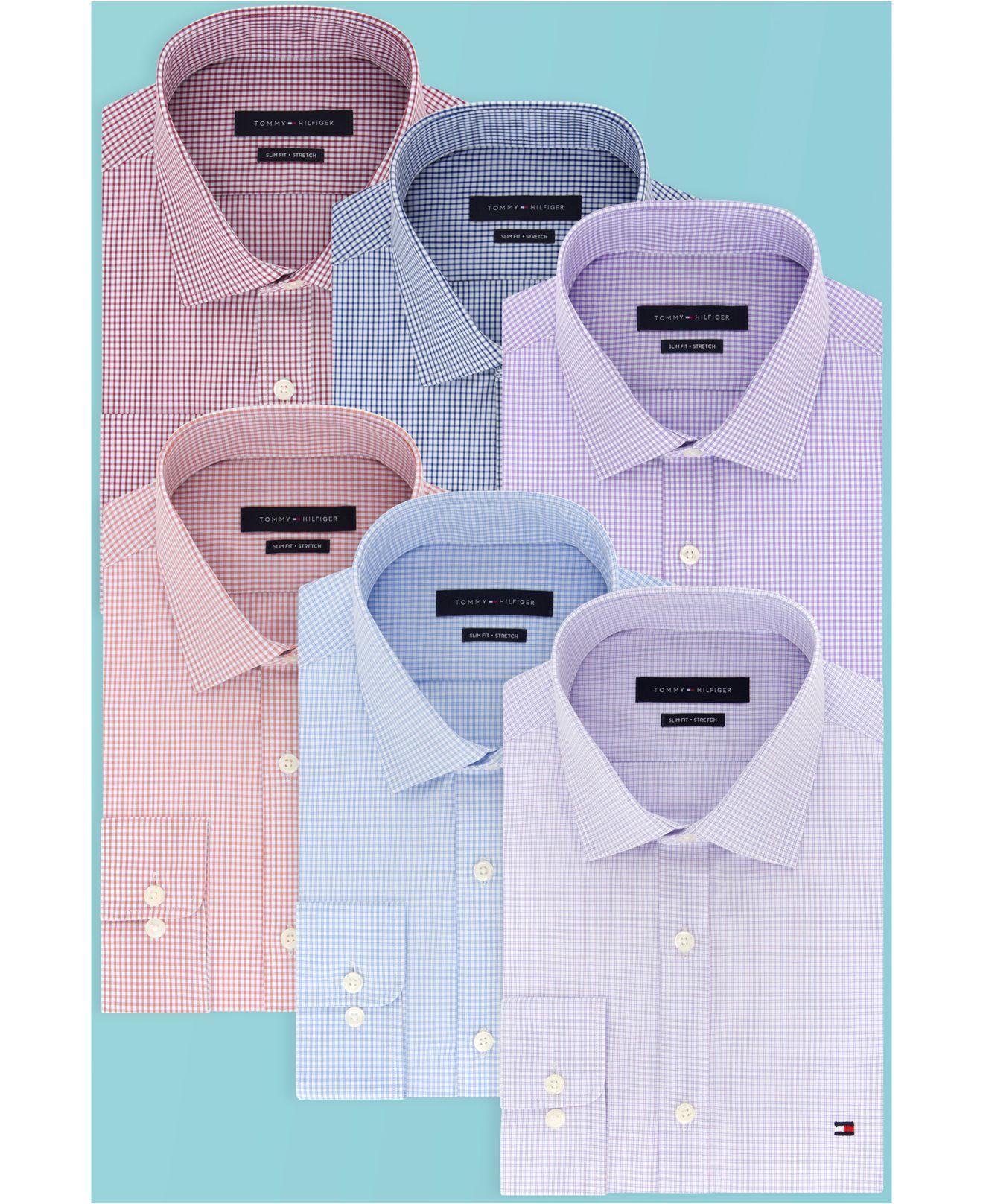 Tommy Hilfiger Cotton Slim-fit Stretch Check Dress Shirt, Online ...