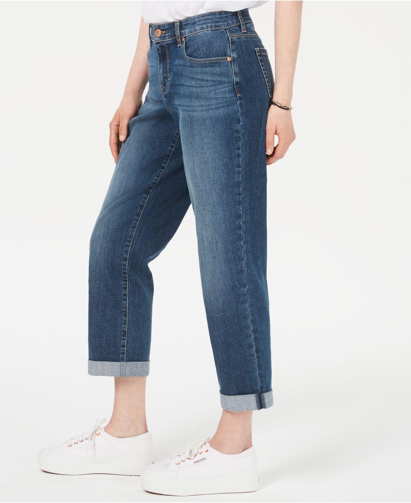 Style & Co. Curvy-fit Cuffed Boyfriend Jeans, Created For Macy's in Blue |  Lyst