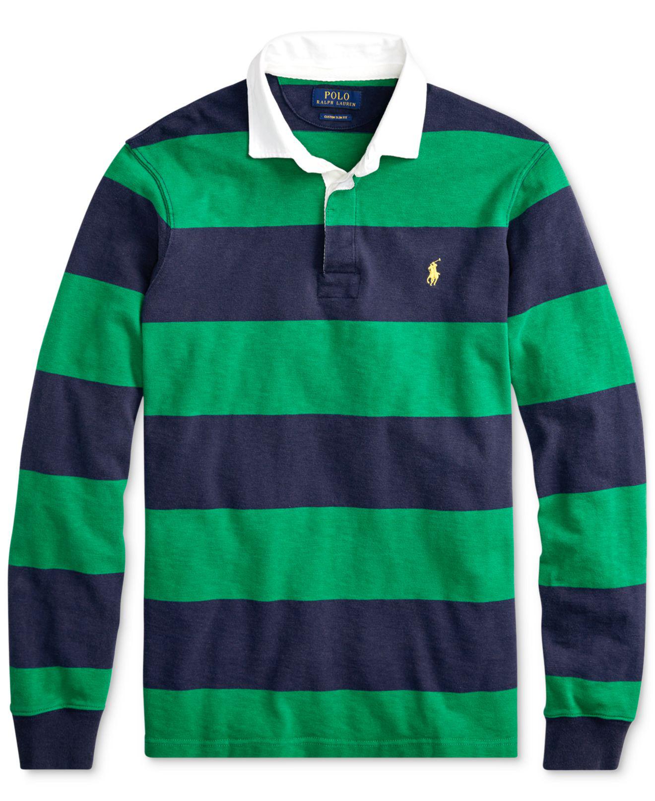 Polo Ralph Lauren Iconic Striped Rugby Polo Shirt in Green for Men | Lyst