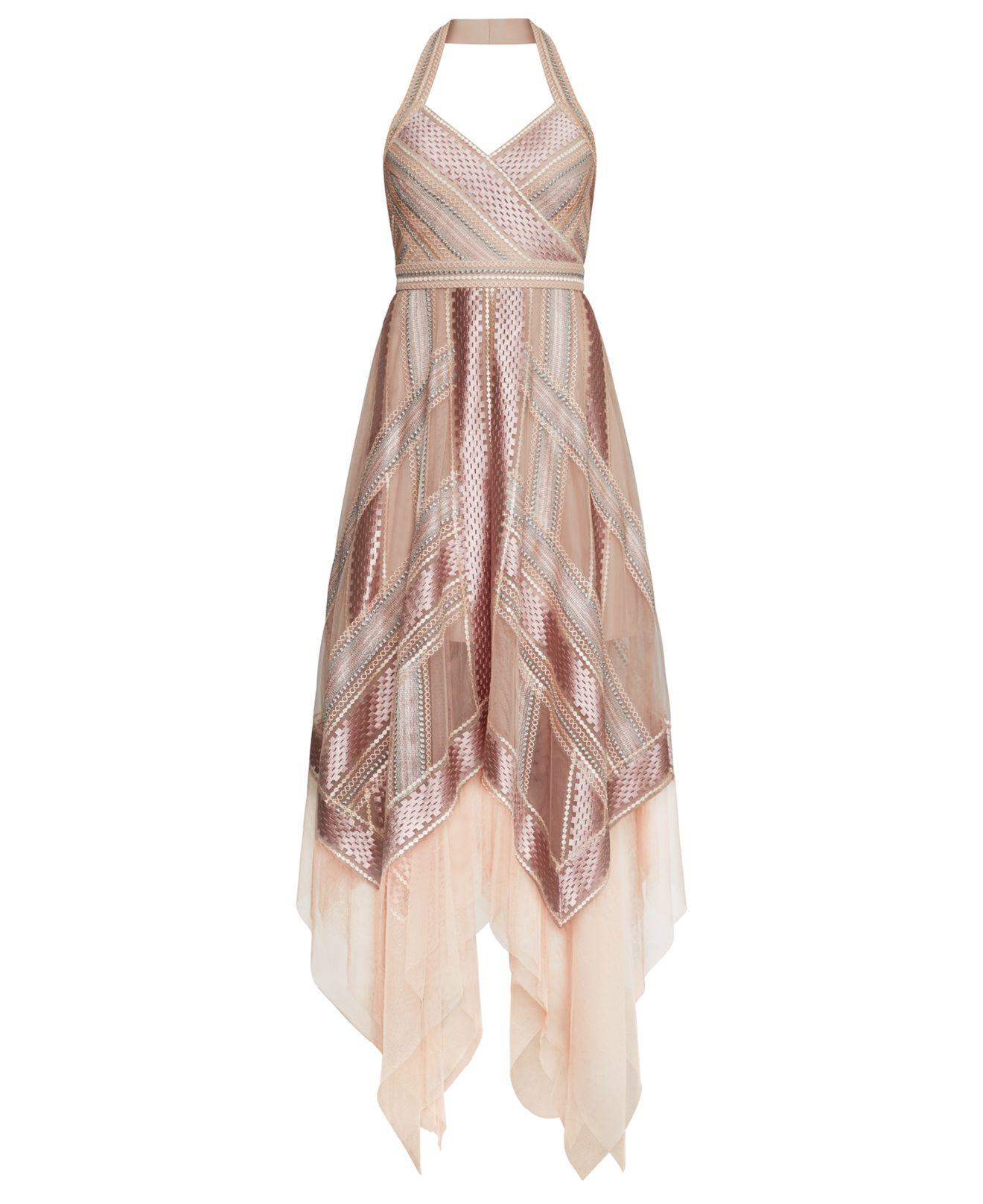 bcbgmaxazria metallic midi dress