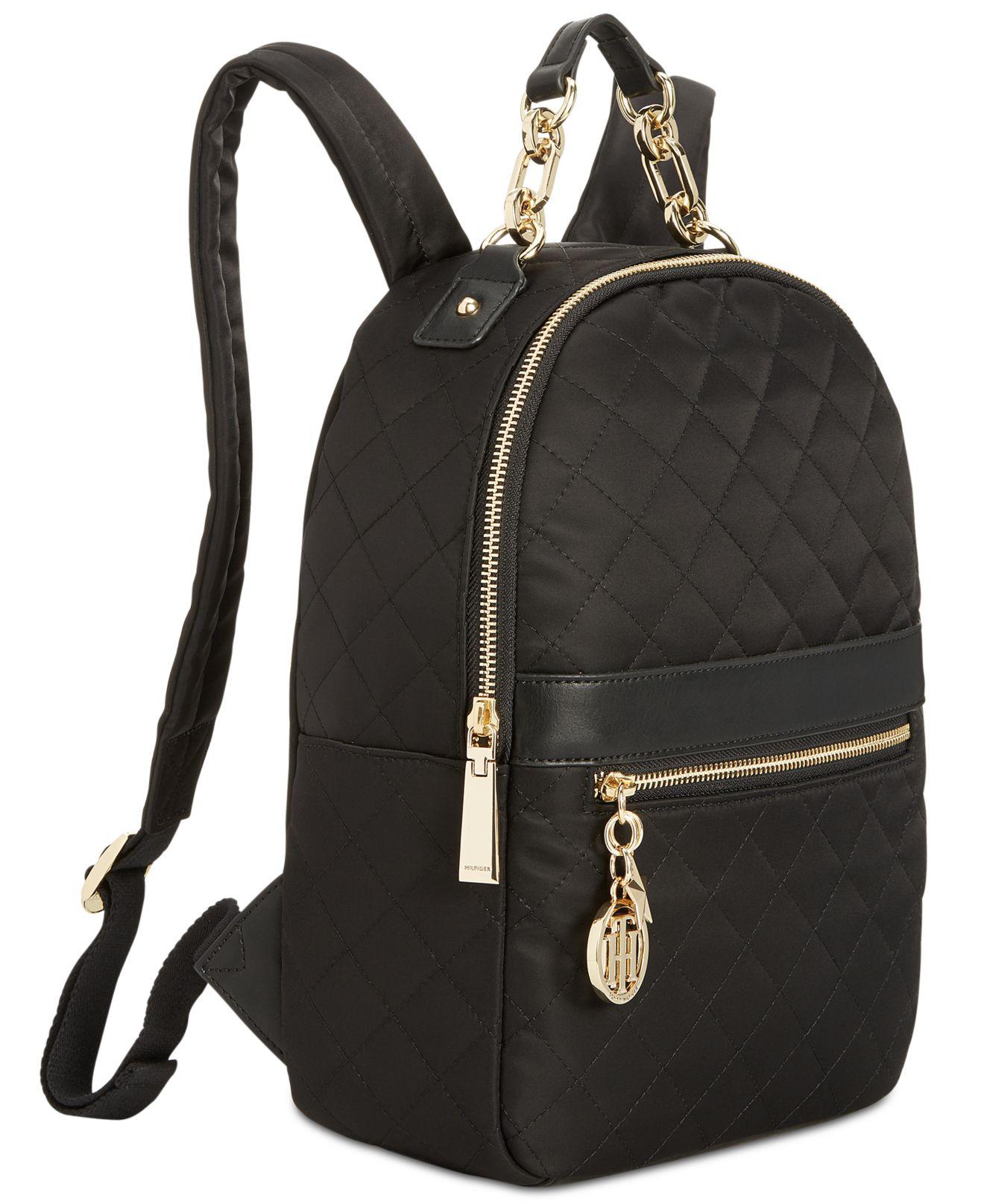 Tommy Hilfiger Synthetic Charm Quilted Backpack in Black/Gold 