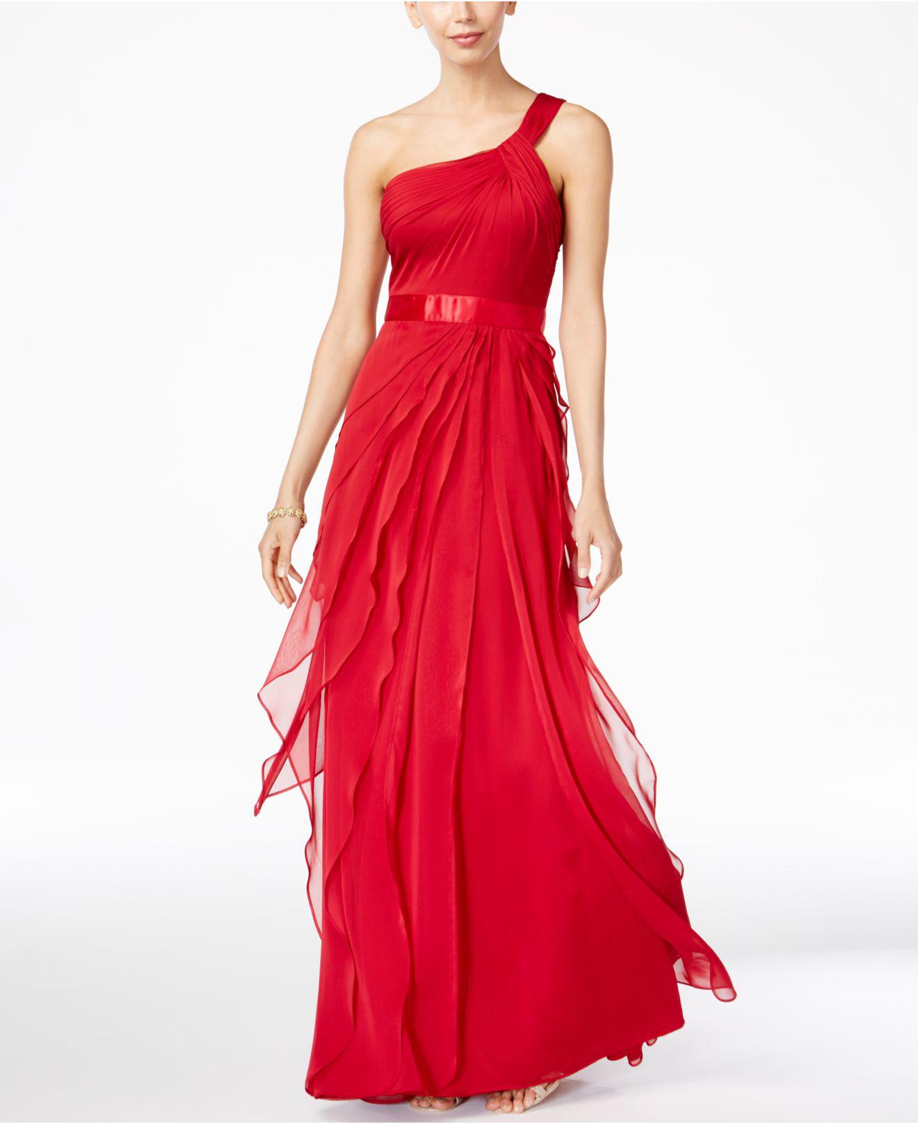adrianna papell tiered chiffon dress