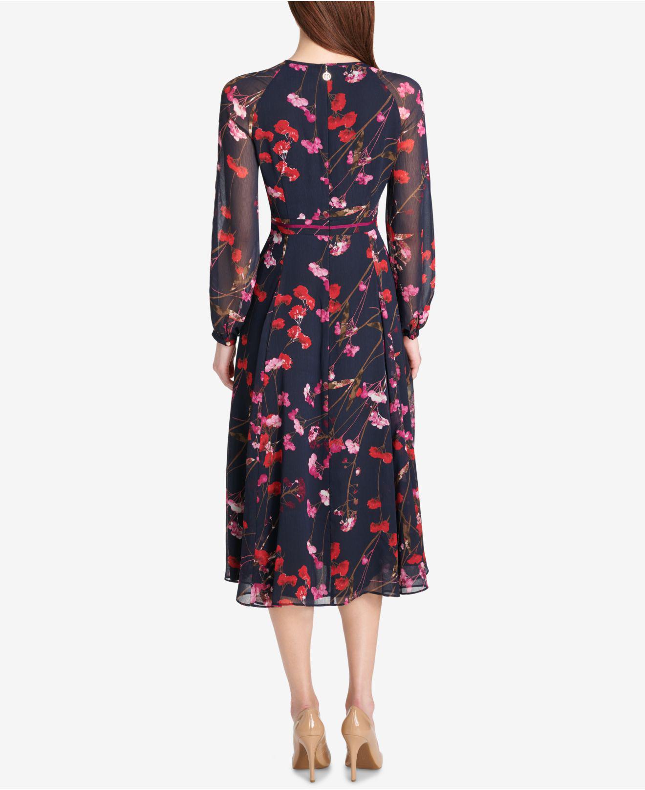 tommy hilfiger chiffon midi dress