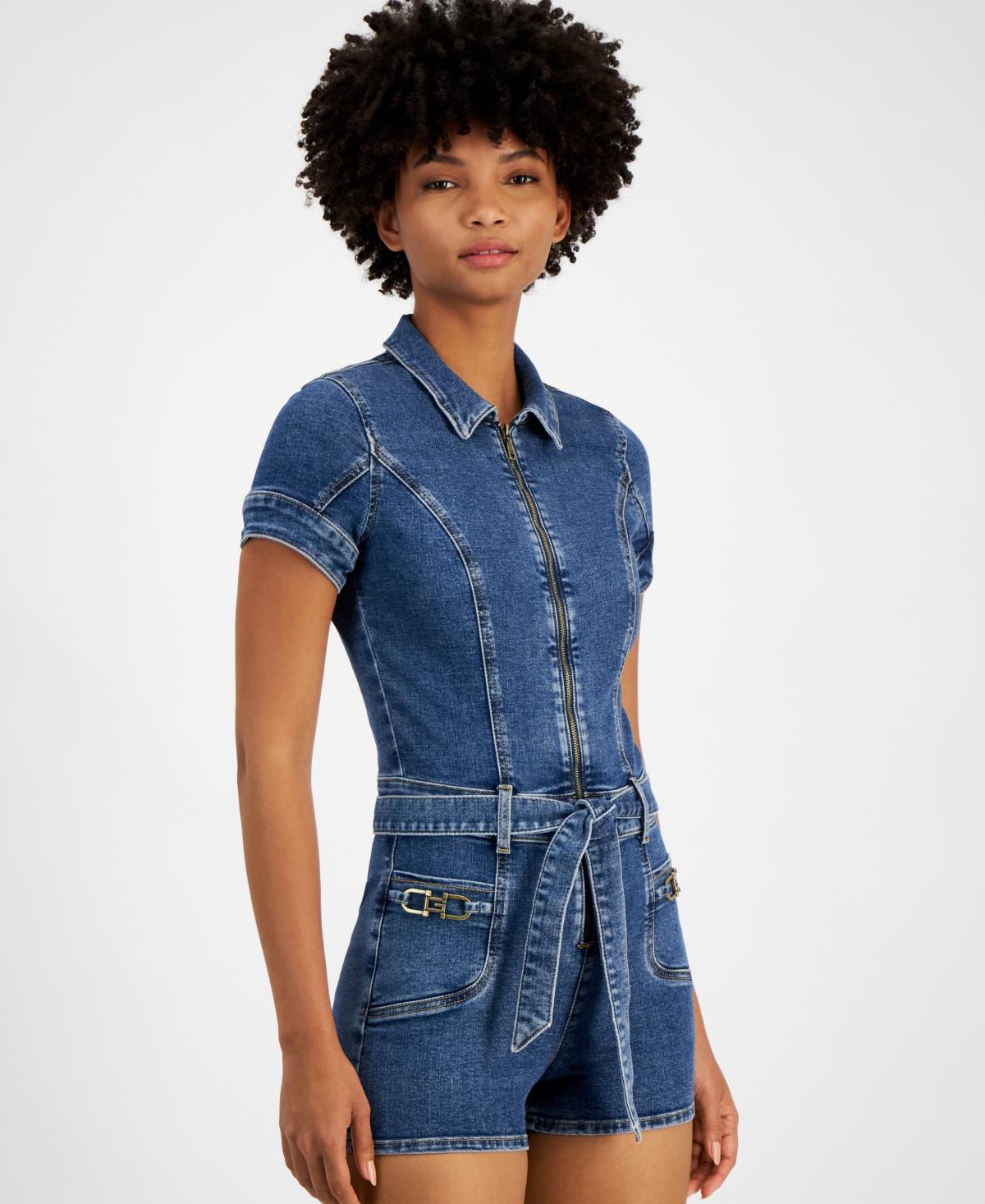 Guess long sleeve denim jumpsuit hotsell