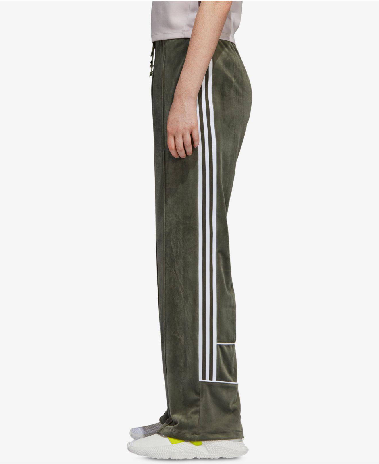 adidas Originals Velvet Three-stripe Track Pants in Olive Green (Green) |  Lyst