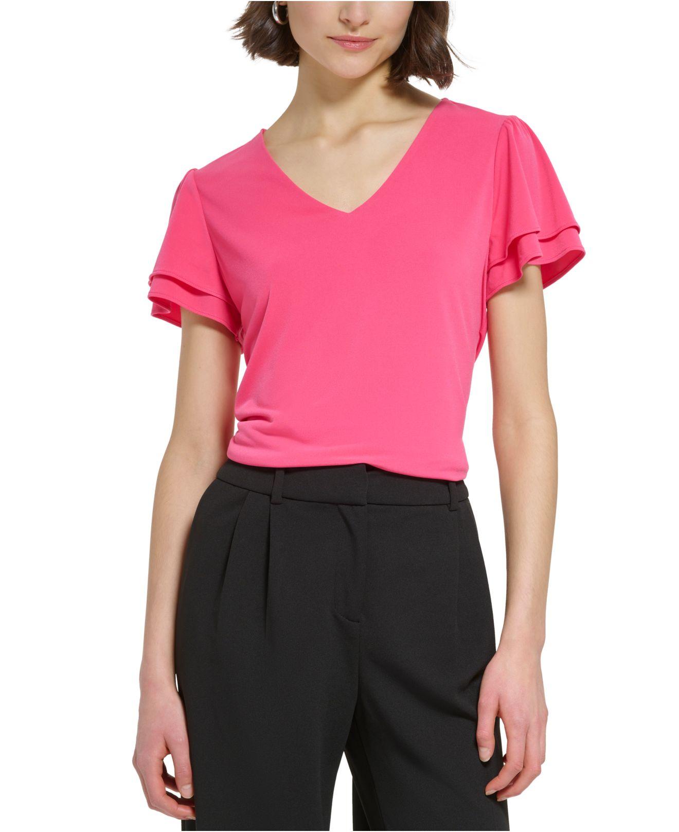 Calvin klein clearance flutter sleeve top