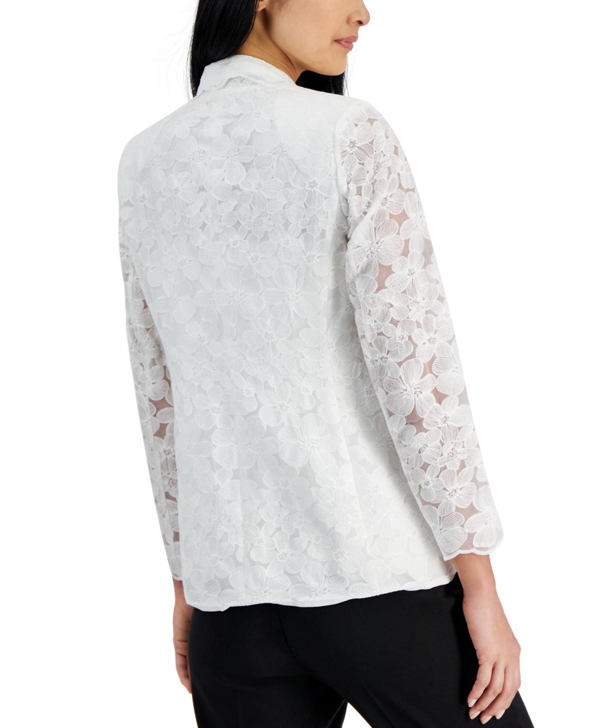 Anne klein cropped embroidered jacket deals