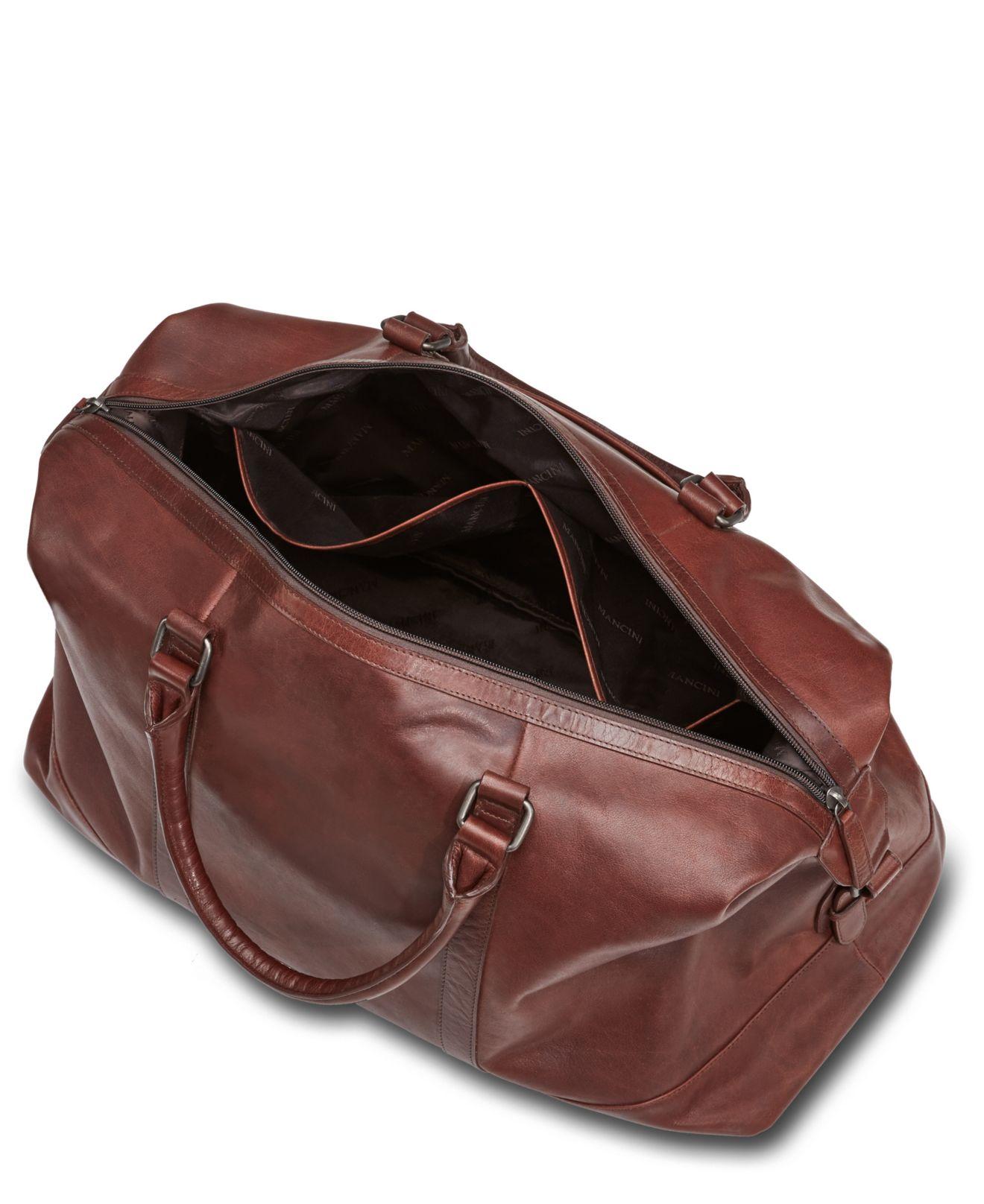Mancini Leather Buffalo Collection Carry On Duffle Bag in Brown for Men