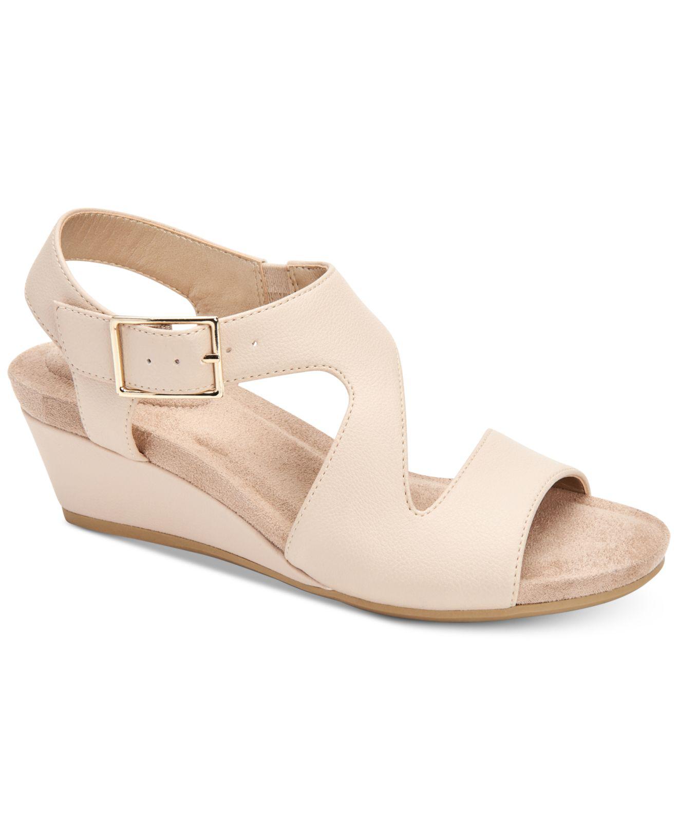 nude wedges macys