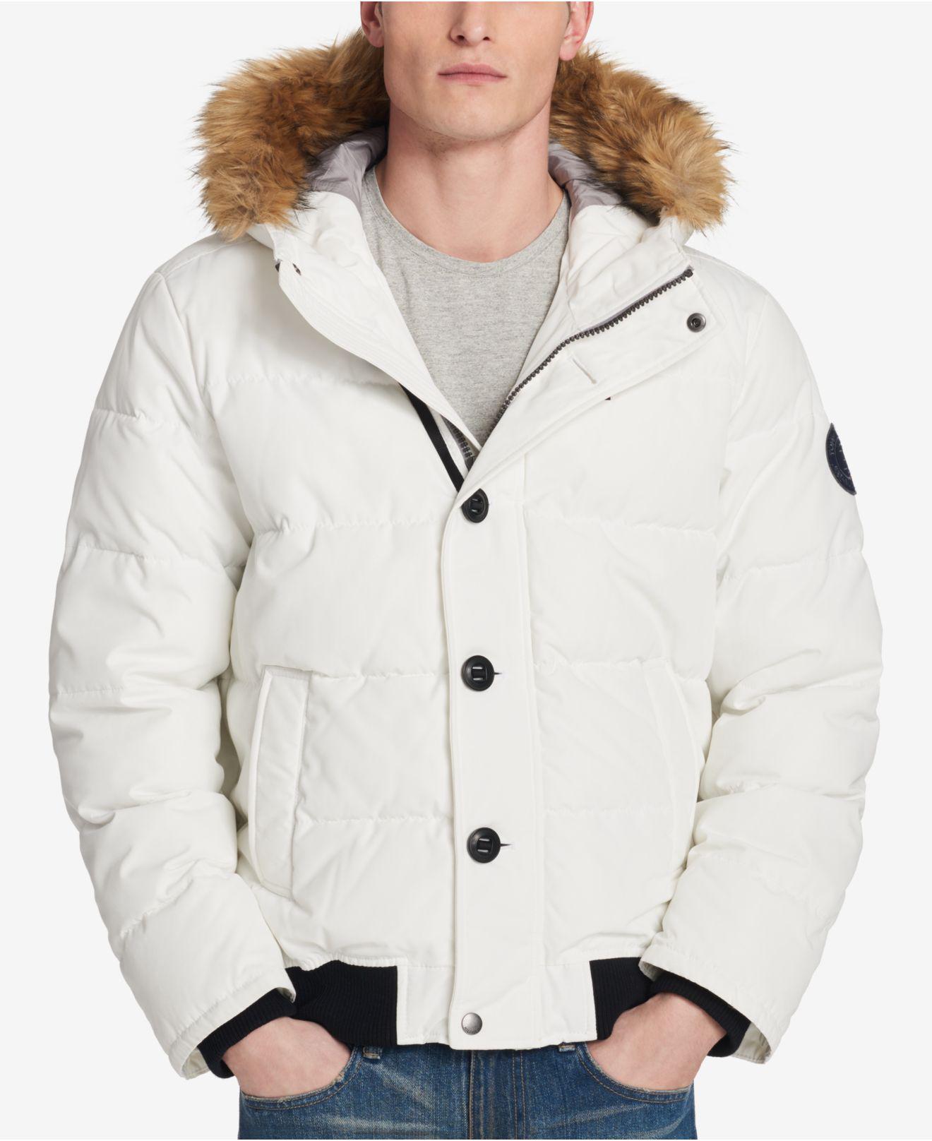 tommy hilfiger white fur jacket