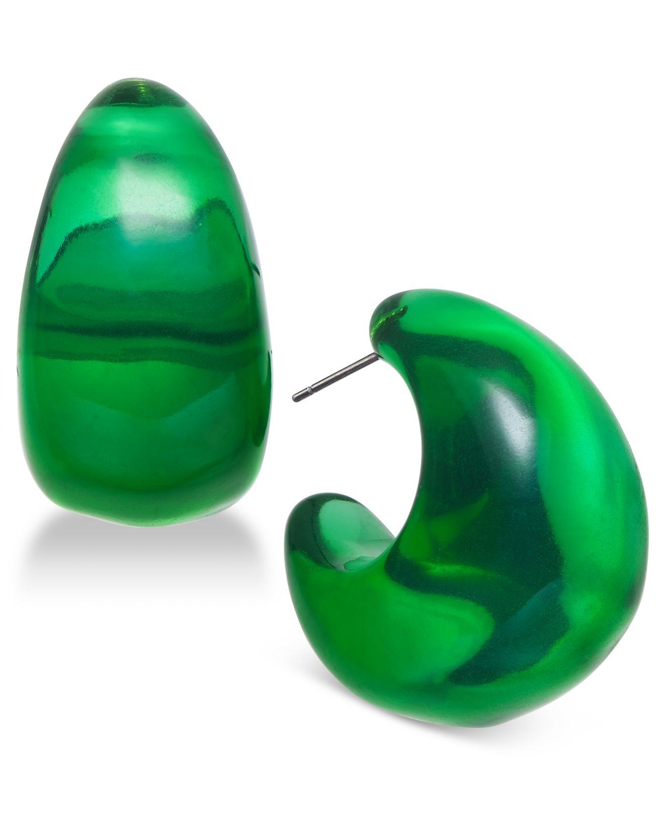 Kate Spade Silvertone Wide Resin Hoop Earrings in Green Lyst