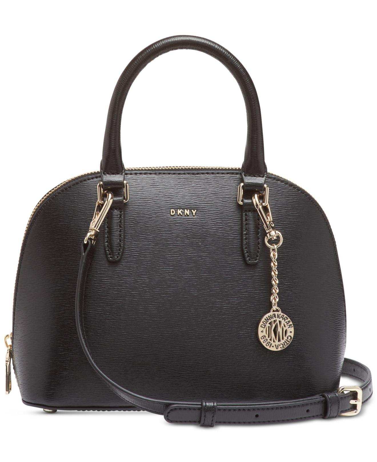 DKNY Bryant Leather Dome Satchel in Black | Lyst