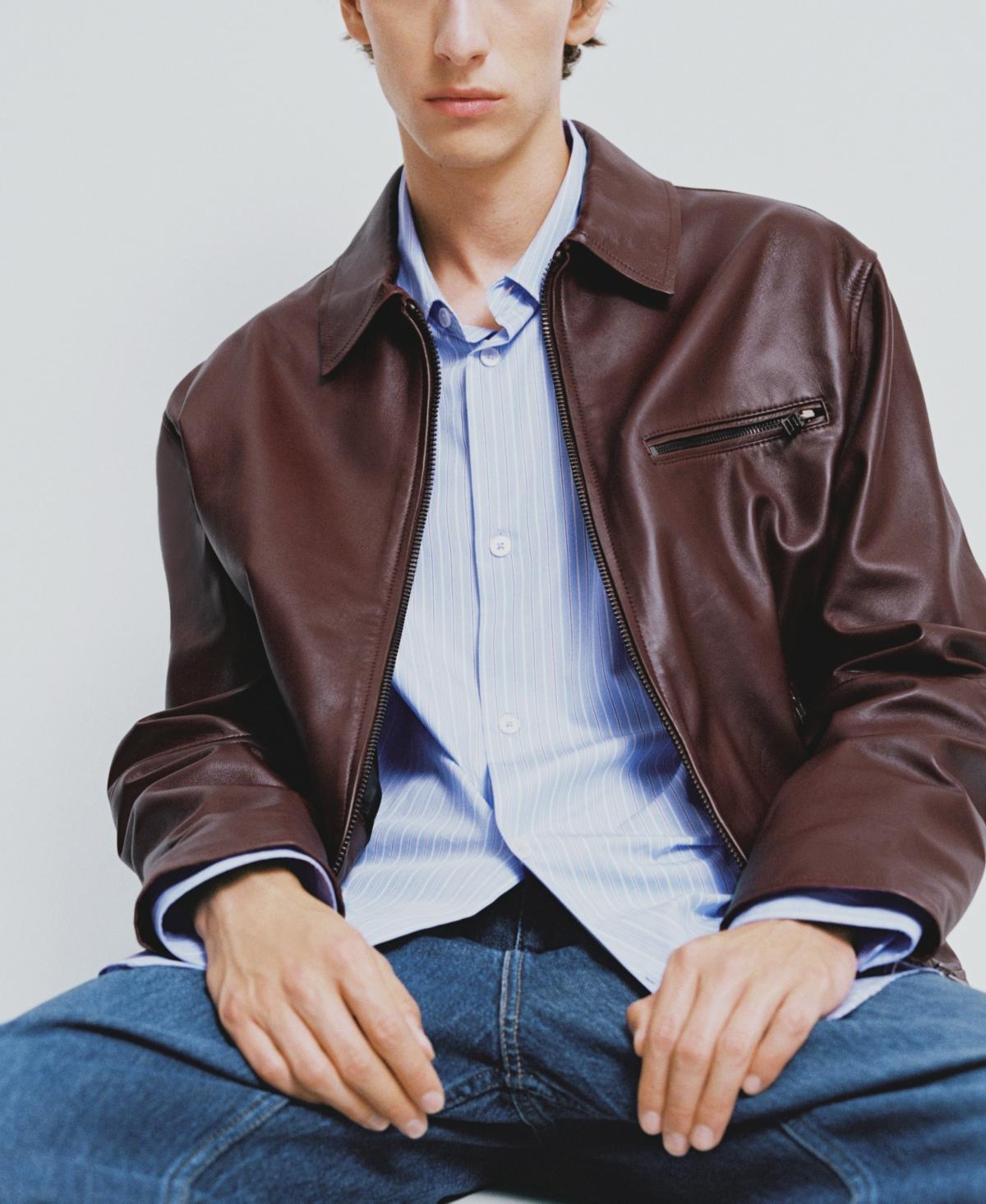 Mango burgundy leather jacket online