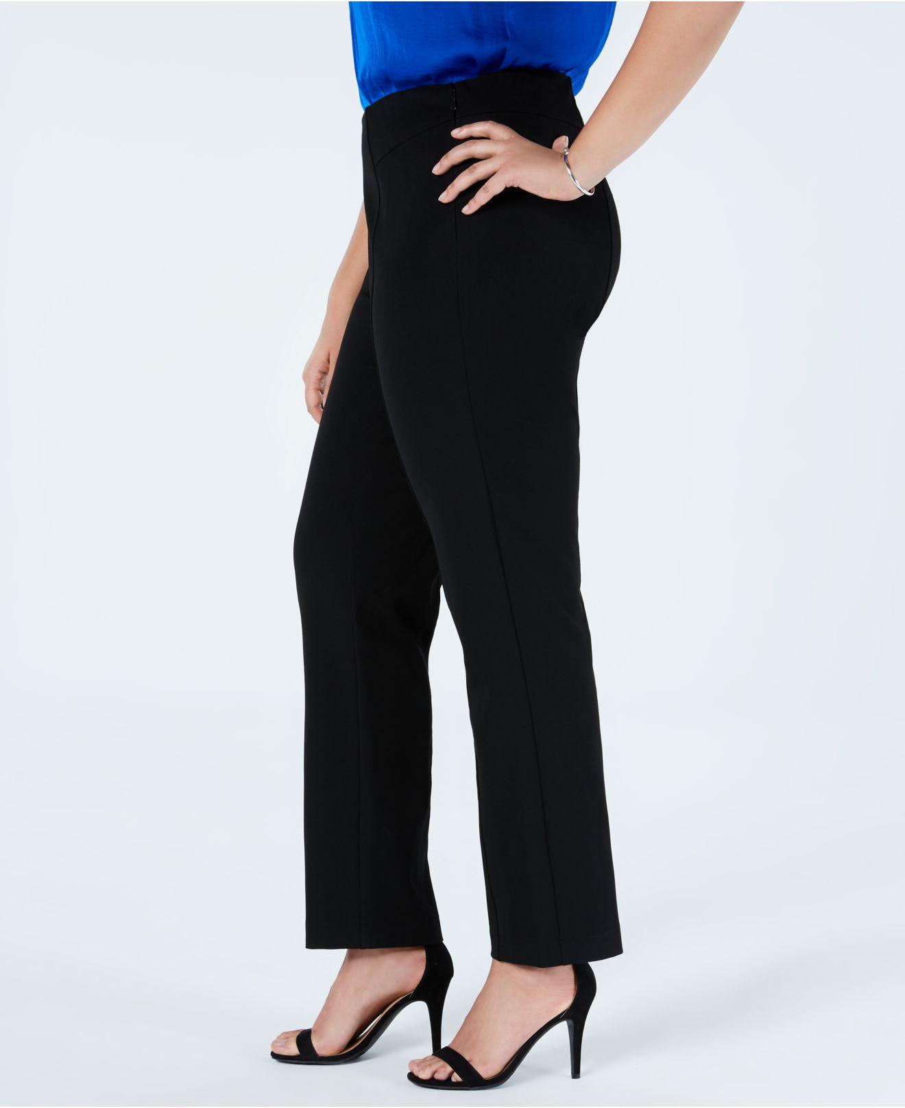 Vince Camuto Synthetic Plus Size Front-seam Straight-leg Pants in Black ...
