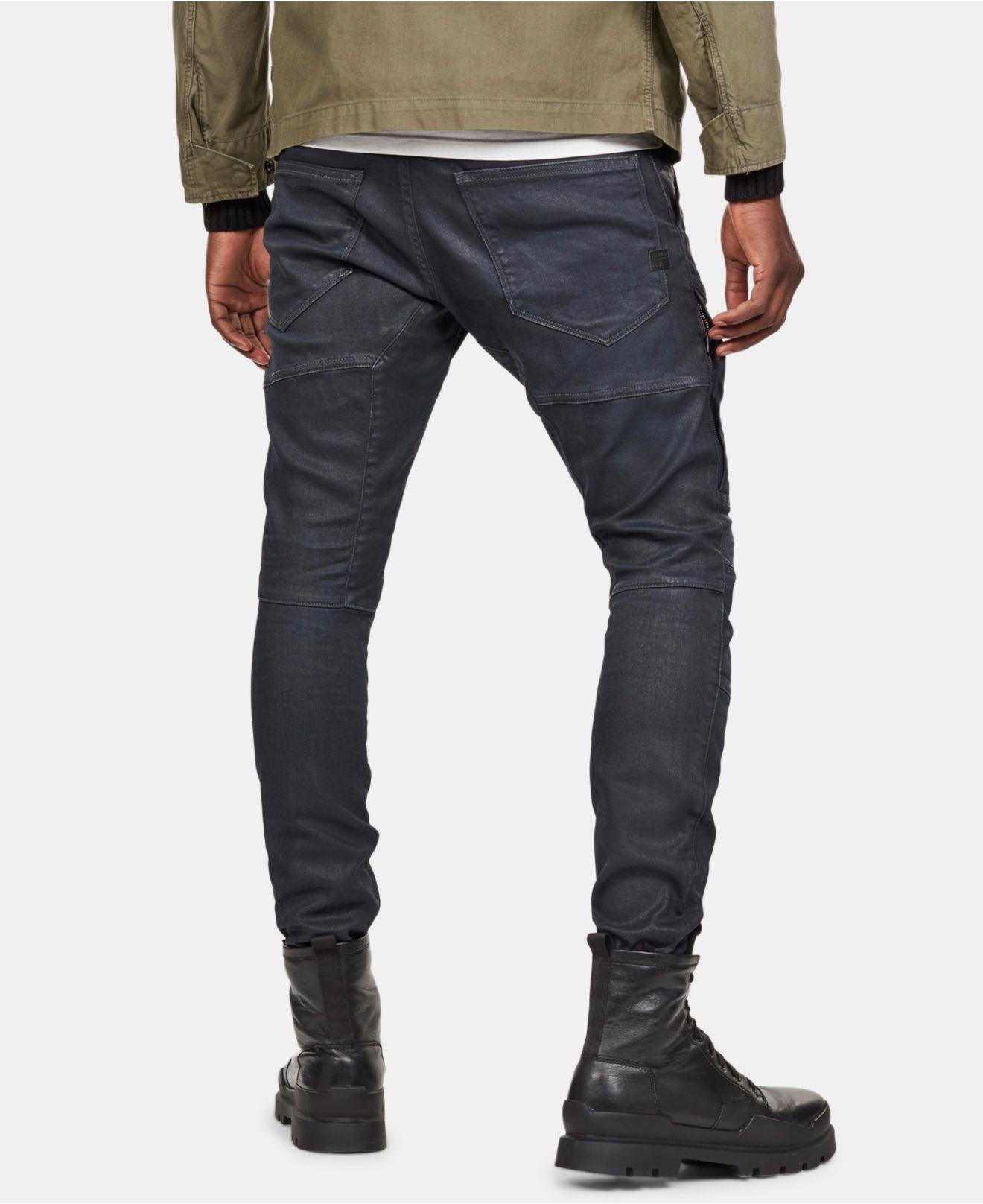 G-Star RAW Rackam Dark Aged Waxed Cobbler Skinny-fit Superstretch Jeans in  Blue for Men | Lyst