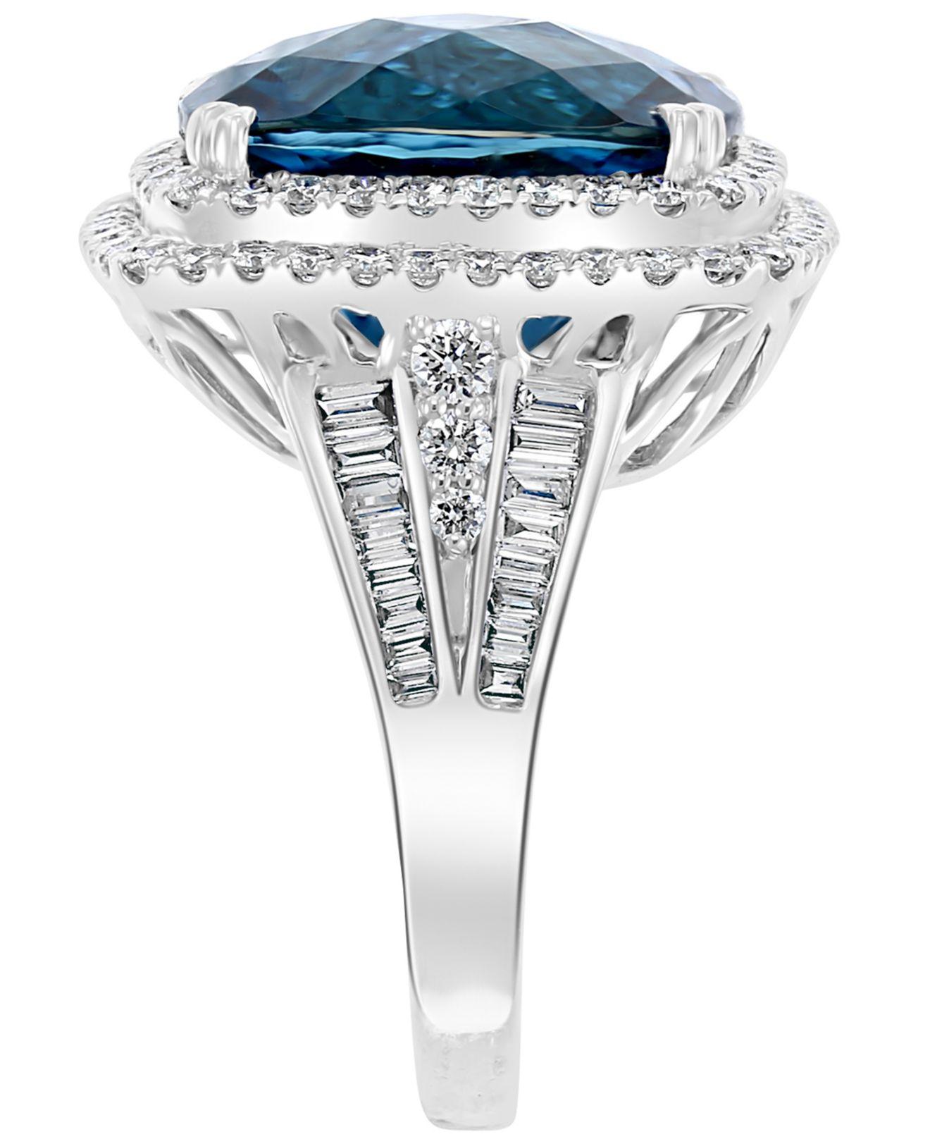 efffy efffy エフィー レディース リング アクセサリー EFFYreg; London Blue Topaz (12-3/4 ct.   Diamond (1/5 ct. Ring in 14k White Gold